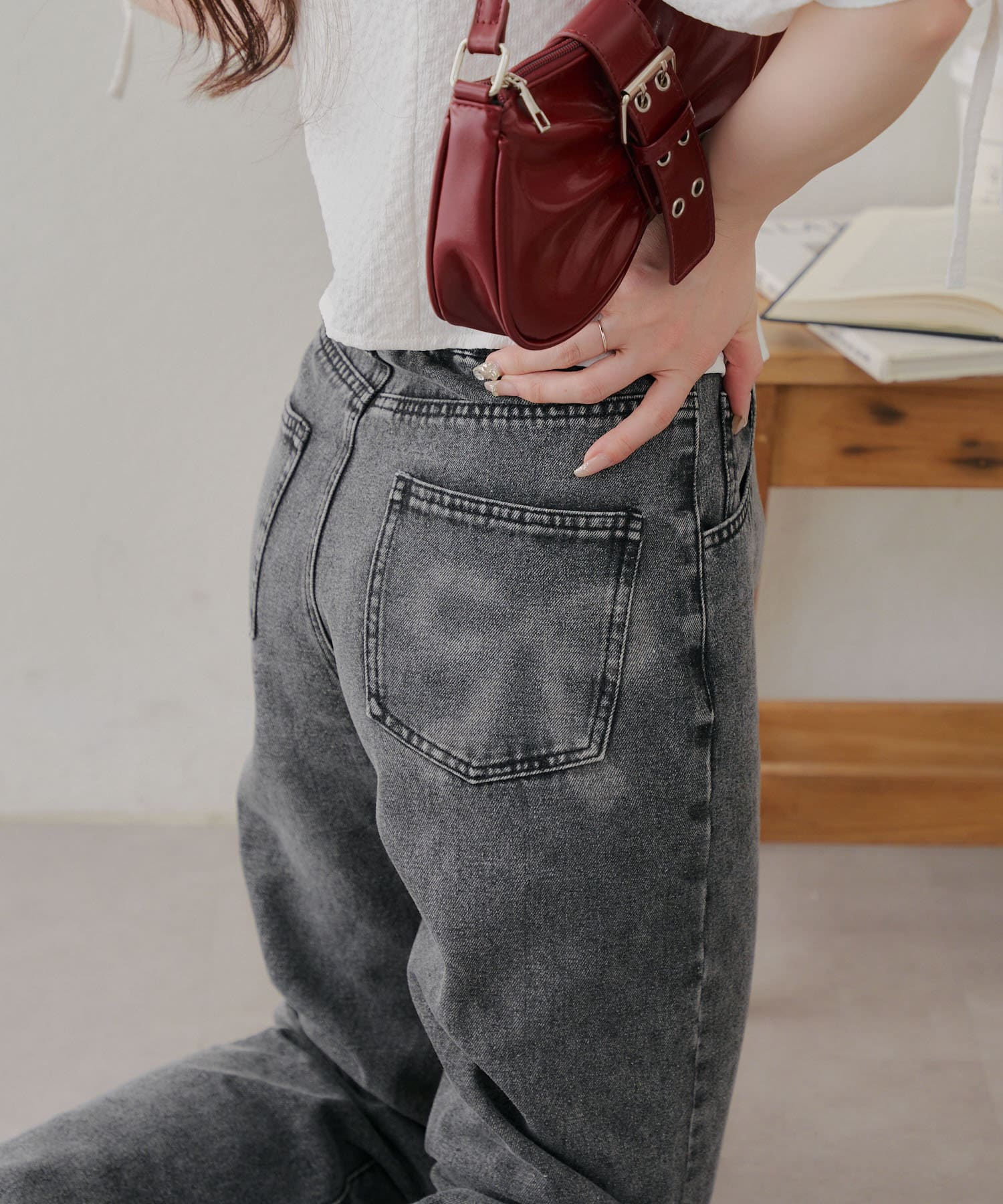 NICE CLAUP / OLIVE des OLIVE OUTLET(ナイスクラップ  / オリーブ デ オリーブ アウトレット) 【RMAF】【MARCHES】バックリボンプリントパンツ