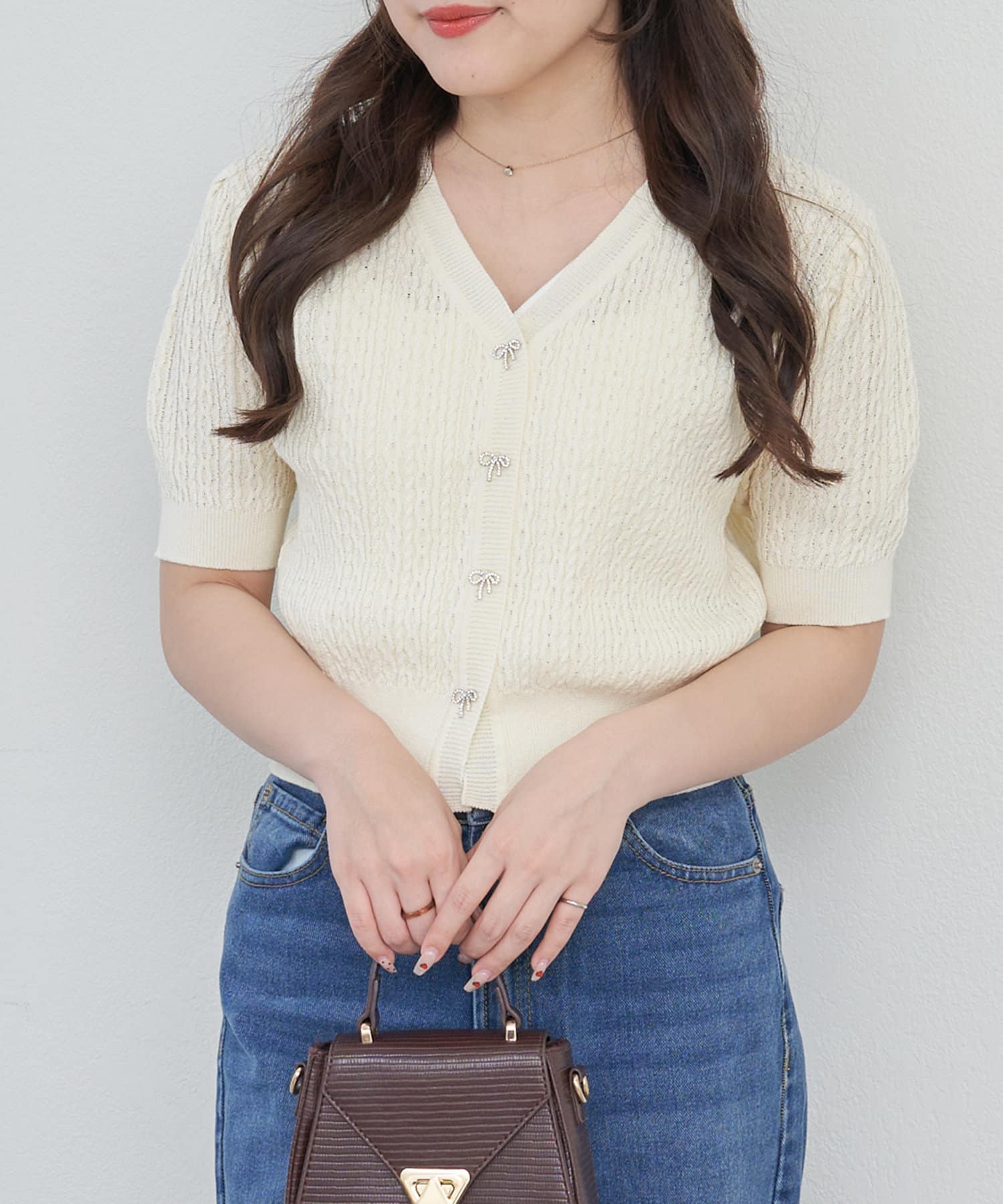 NICE CLAUP / OLIVE des OLIVE OUTLET(ナイスクラップ  / オリーブ デ オリーブ アウトレット) 【RMAF】ベビーケーブルリボンカーディガン
