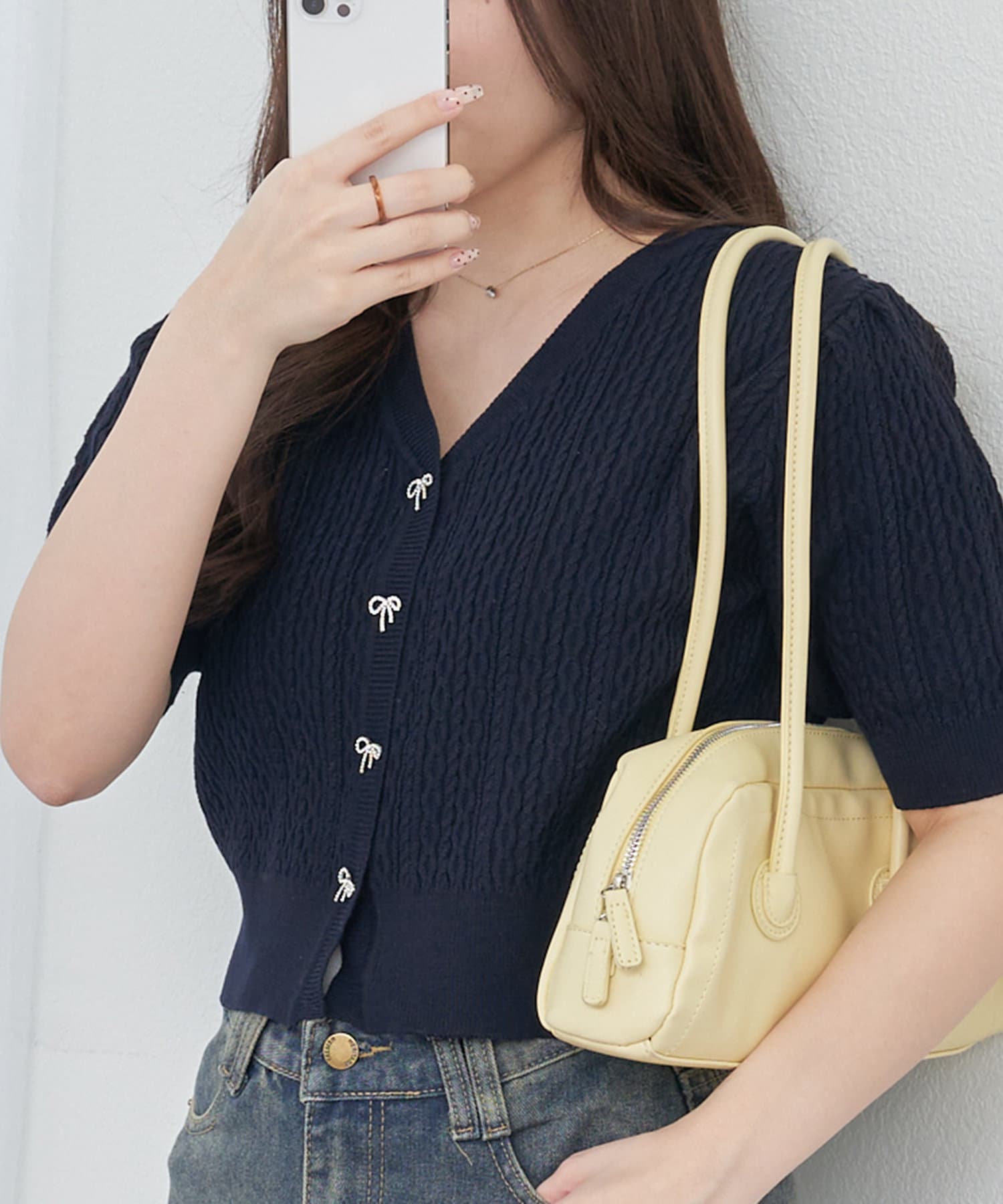 NICE CLAUP / OLIVE des OLIVE OUTLET(ナイスクラップ  / オリーブ デ オリーブ アウトレット) 【RMAF】ベビーケーブルリボンカーディガン