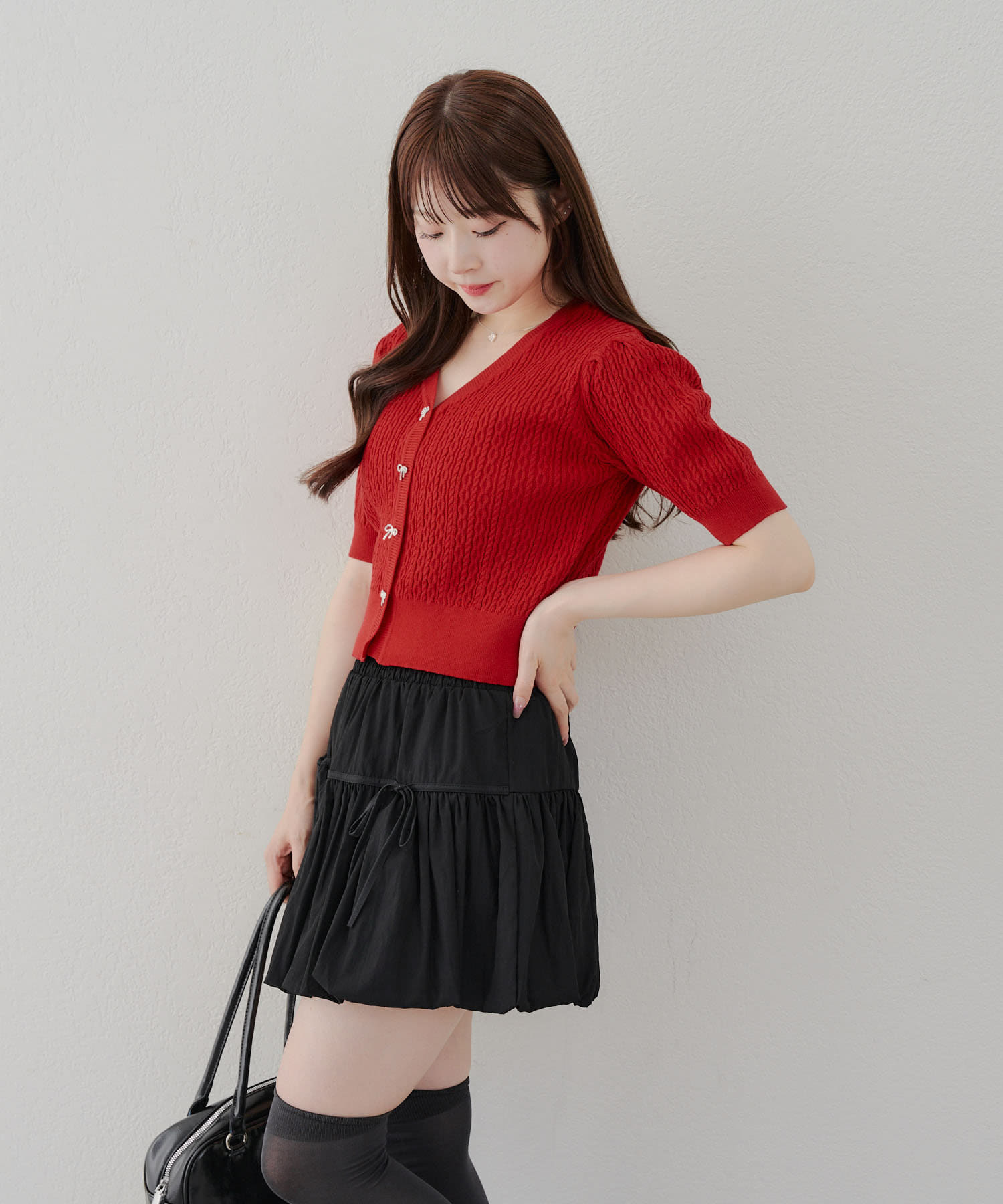 NICE CLAUP / OLIVE des OLIVE OUTLET(ナイスクラップ  / オリーブ デ オリーブ アウトレット) 【RMAF】ベビーケーブルリボンカーディガン