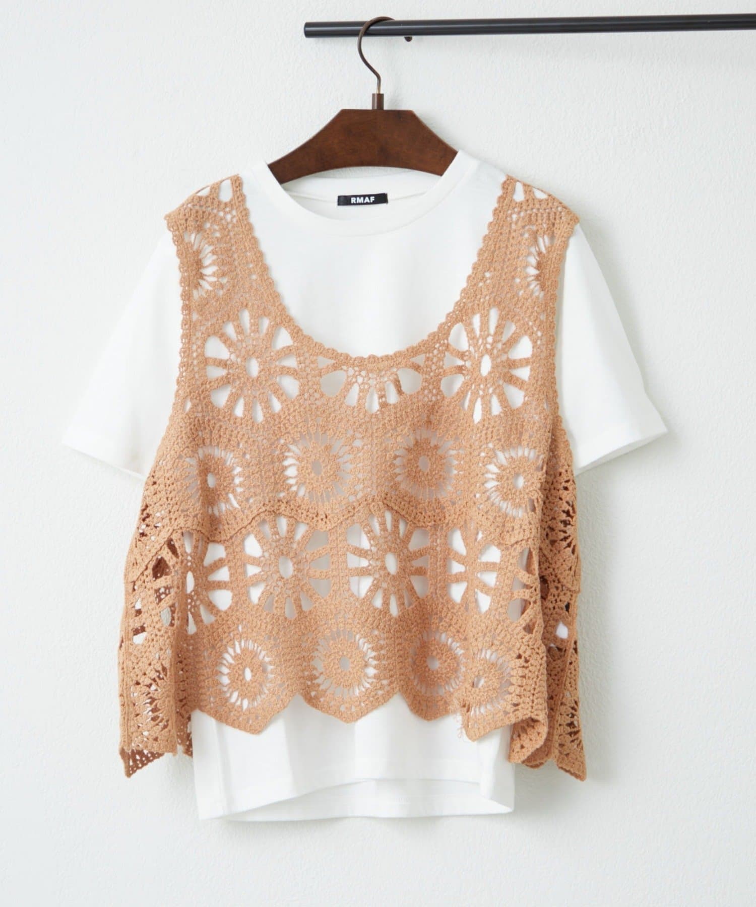 NICE CLAUP / OLIVE des OLIVE OUTLET(ナイスクラップ  / オリーブ デ オリーブ アウトレット) 【RMAF】【2枚SET】カギ針ベスト＆Tシャツ