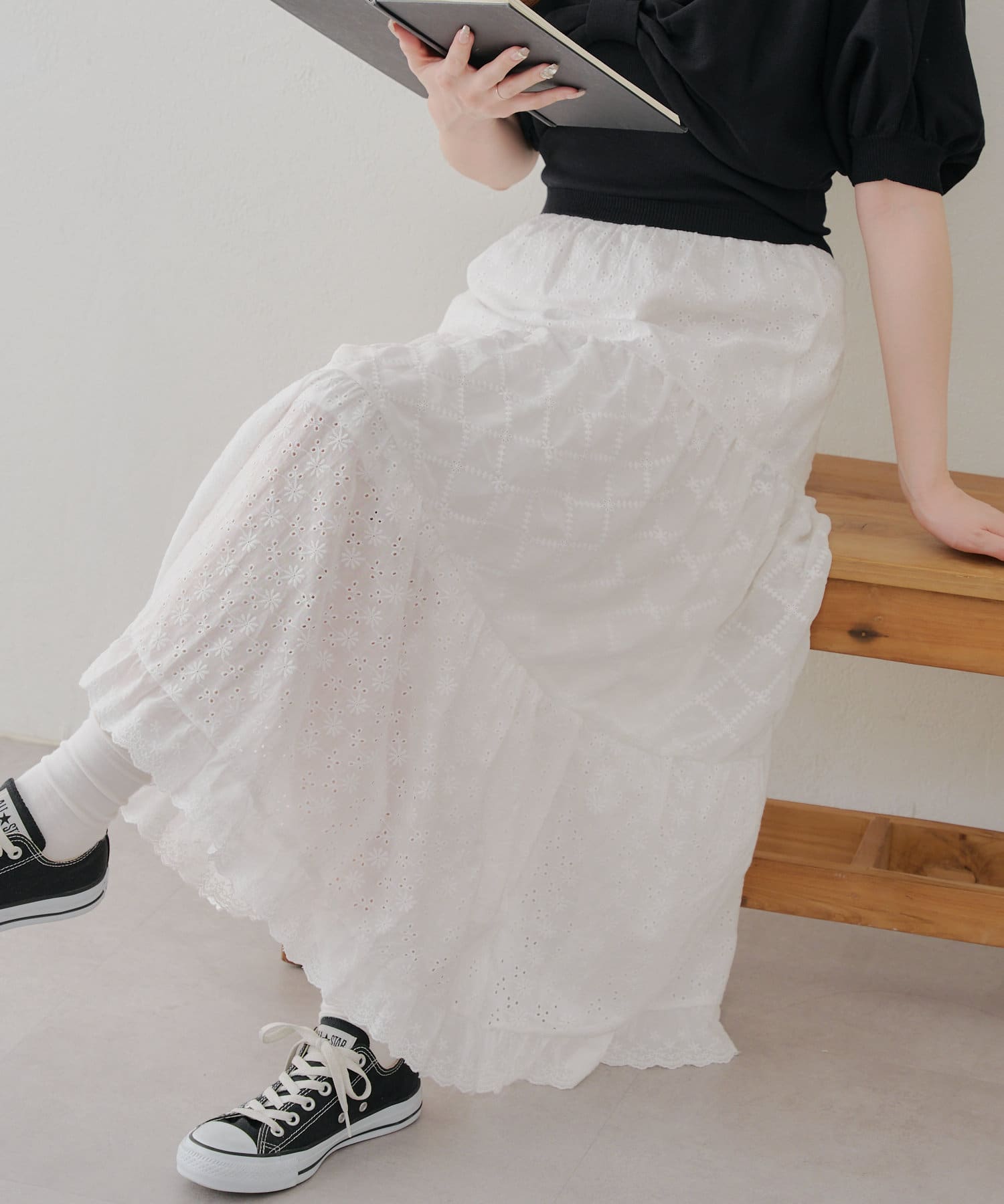 NICE CLAUP / OLIVE des OLIVE OUTLET(ナイスクラップ  / オリーブ デ オリーブ アウトレット) 【RMAF】切替レースティアードスカート