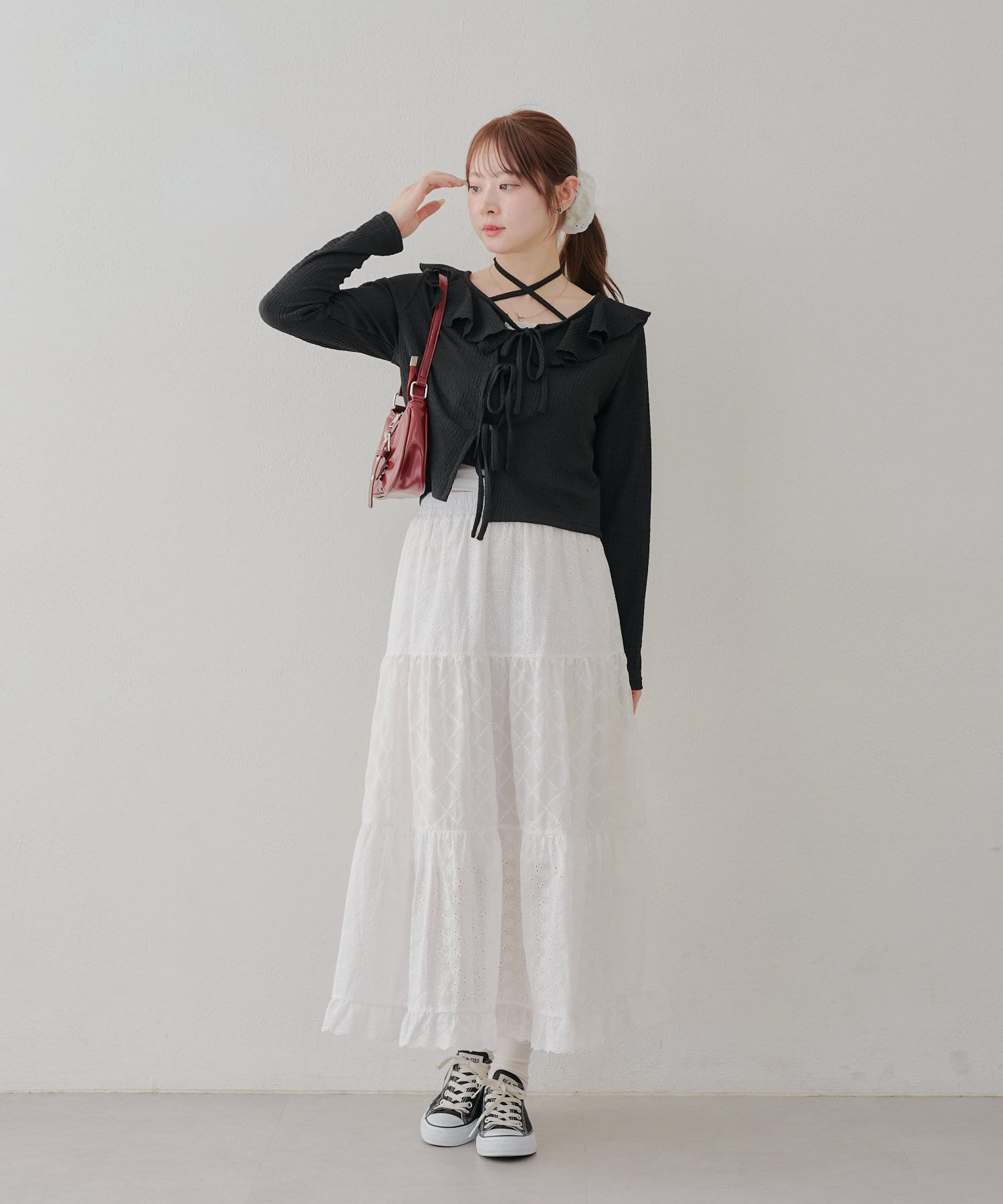 NICE CLAUP / OLIVE des OLIVE OUTLET(ナイスクラップ  / オリーブ デ オリーブ アウトレット) 【RMAF】切替レースティアードスカート