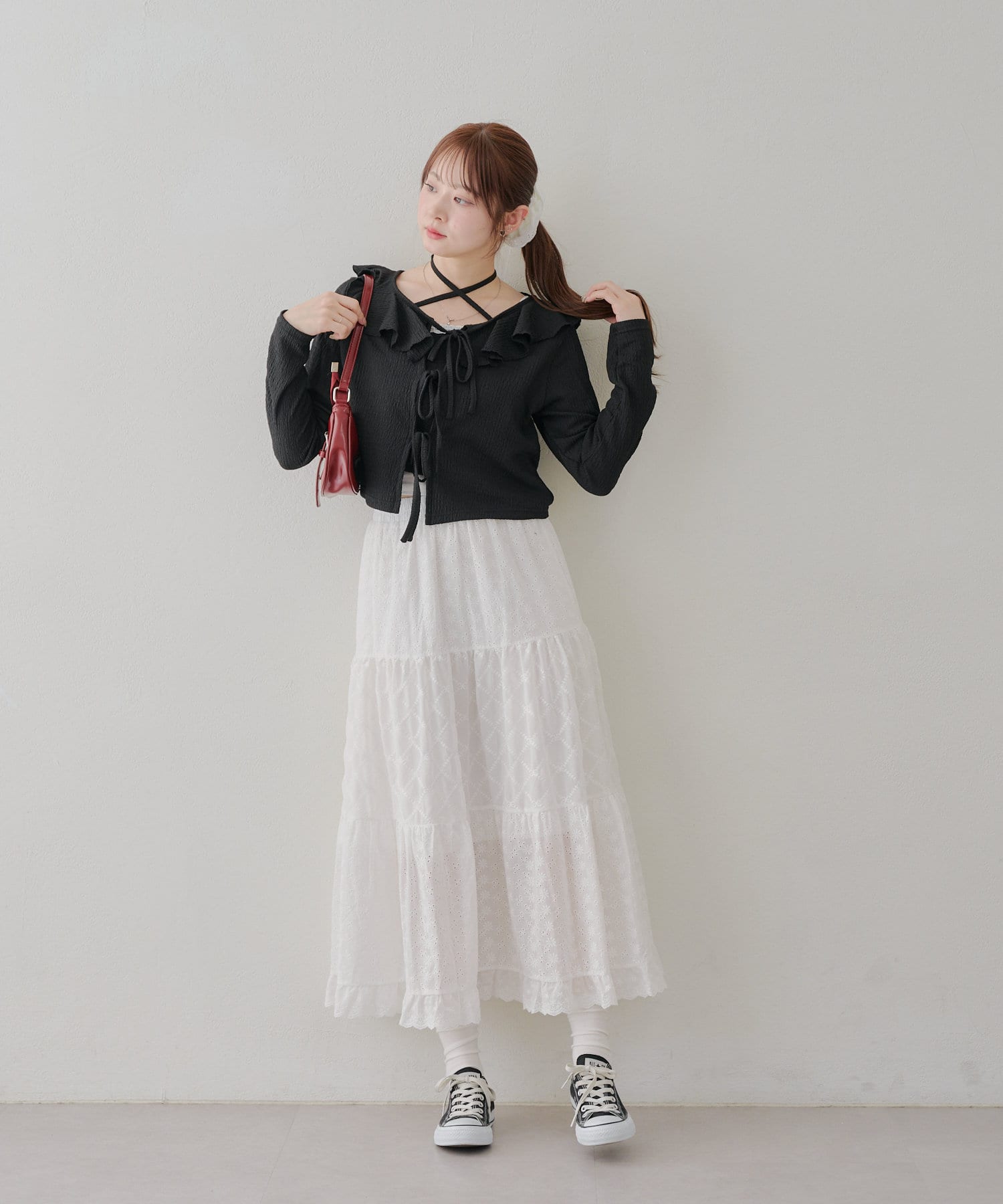 NICE CLAUP / OLIVE des OLIVE OUTLET(ナイスクラップ  / オリーブ デ オリーブ アウトレット) 【RMAF】切替レースティアードスカート