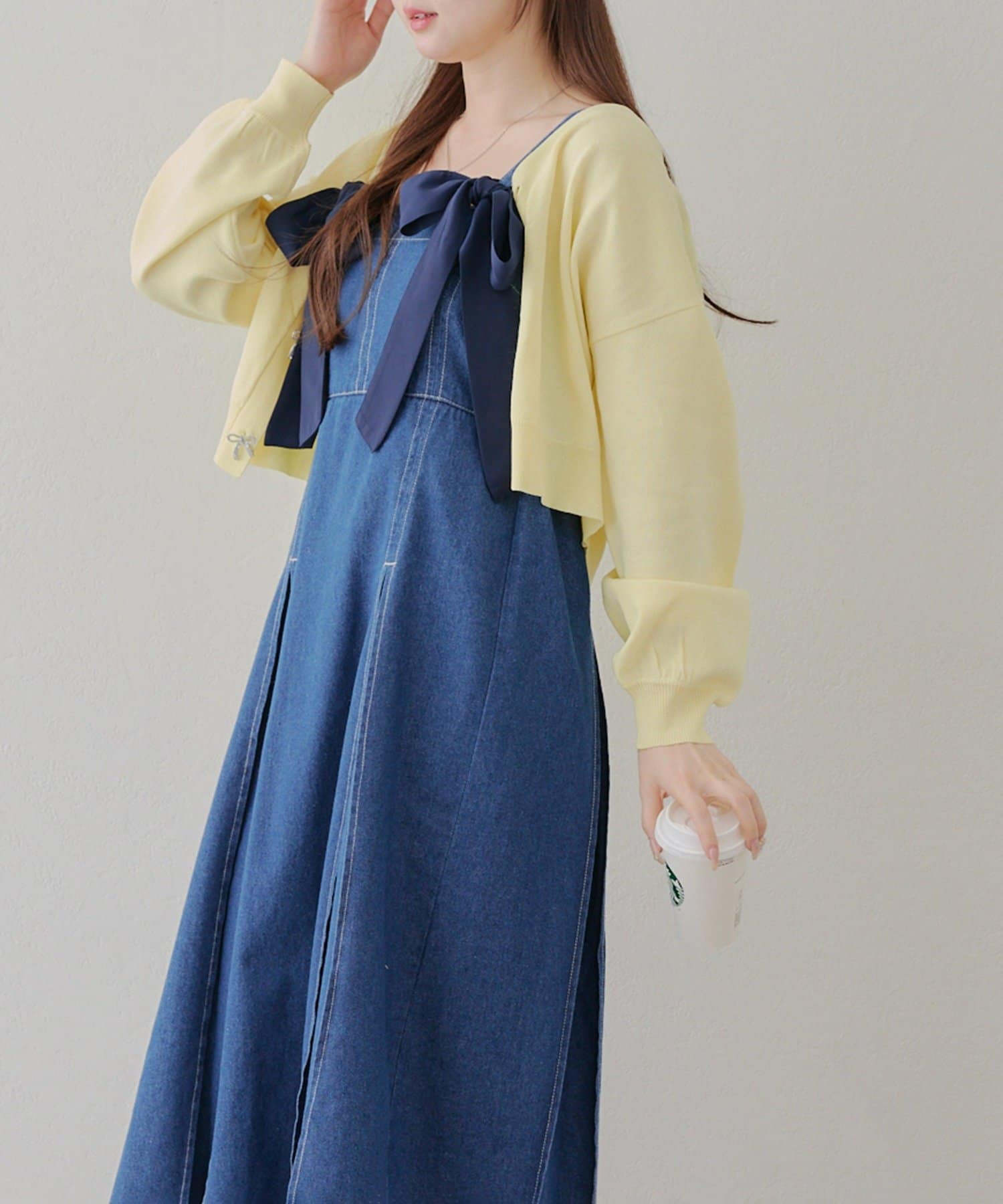 NICE CLAUP / OLIVE des OLIVE OUTLET(ナイスクラップ  / オリーブ デ オリーブ アウトレット) 【RMAF】【2WAY】肩リボンジャンスカ