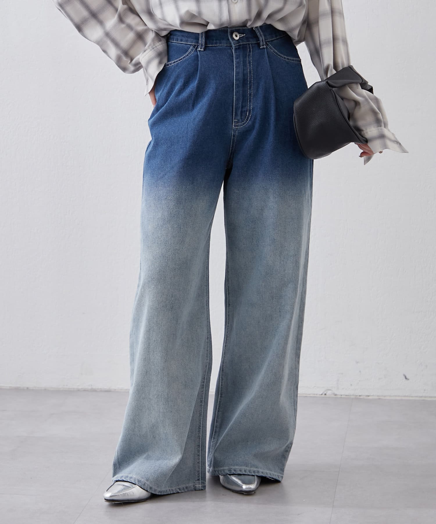 グラデーションタックワイドデニムパンツ | Remind me and forever
