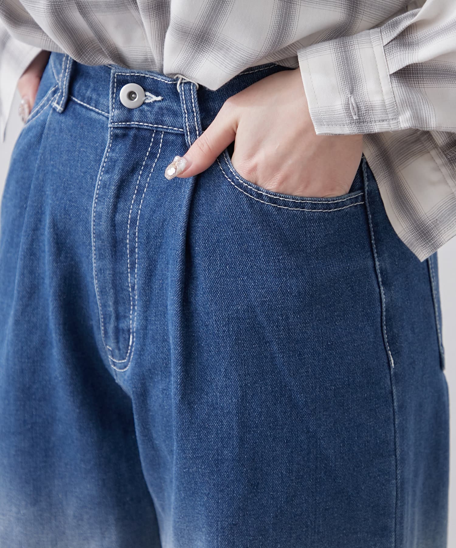 Remind me and forever(リマインドミーアンドフォーエバー) グラデーションタックワイドデニムパンツ