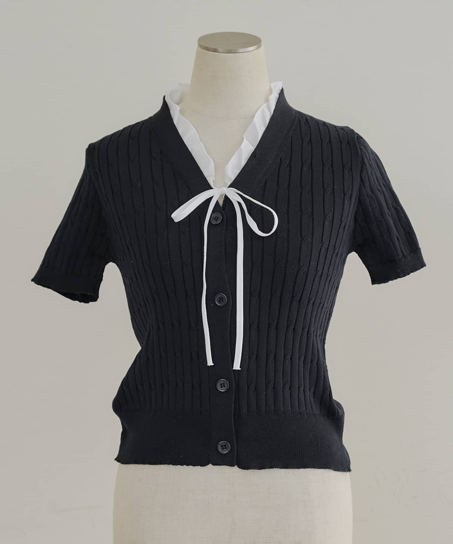 Remind me and forever(リマインドミーアンドフォーエバー) ドッキングフリルケーブルカーディガン