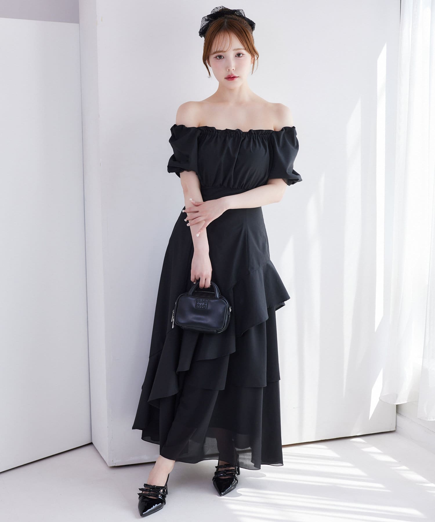 Black collection】イレヘムティアードロングワンピース | one