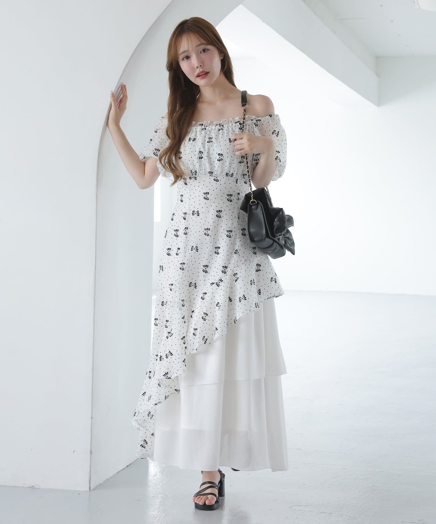 one after another NICE CLAUP(ワンアフターアナザー ナイスクラップ) 【Black collection】イレヘムティアードロングワンピース