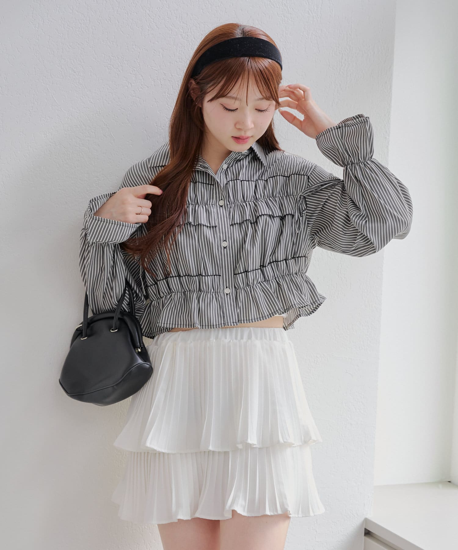 NICE CLAUP / OLIVE des OLIVE OUTLET(ナイスクラップ  / オリーブ デ オリーブ アウトレット) 【RMAF】フリルリボンブラウス