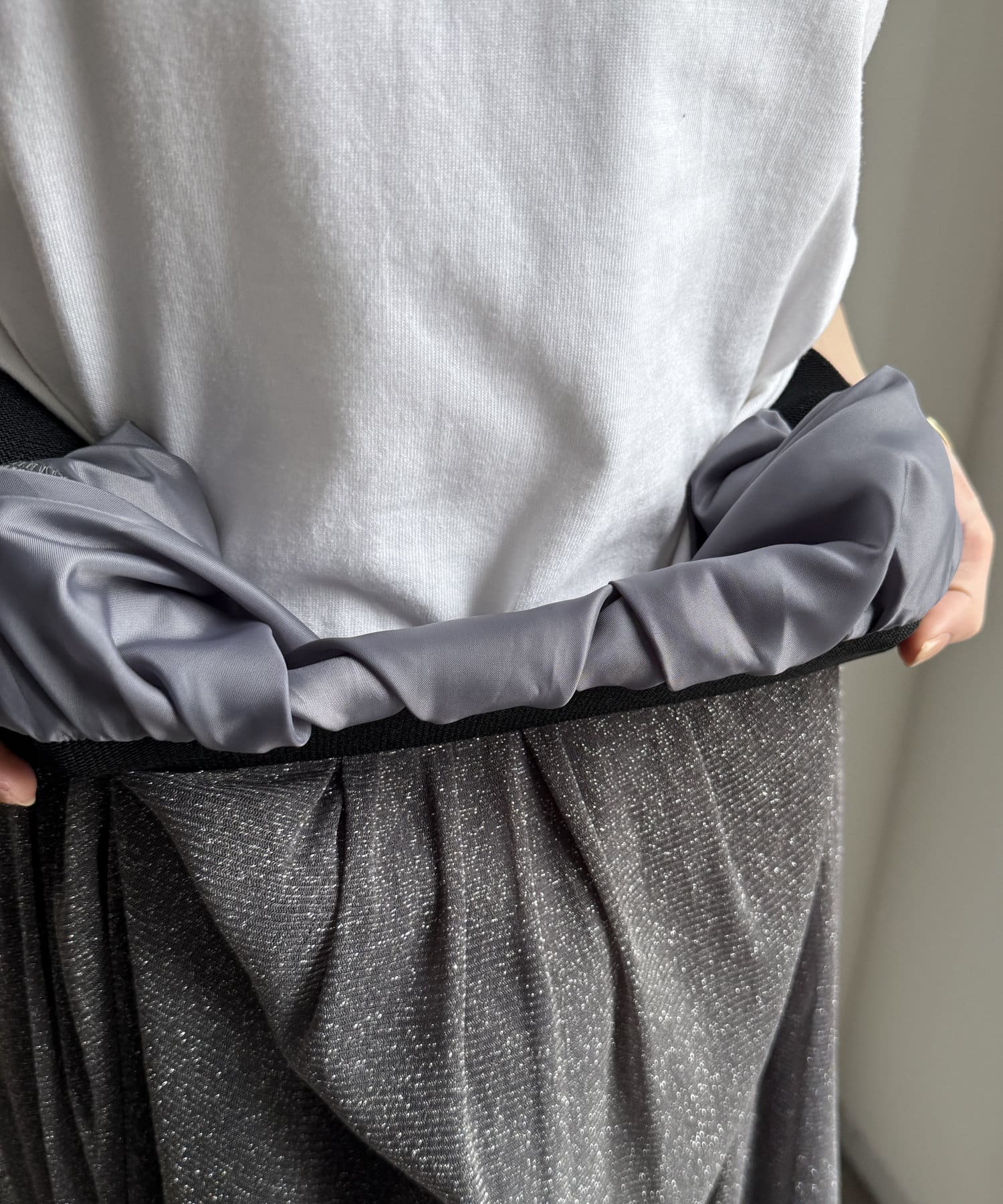 DOUDOU(ドゥドゥ) 【WEB限定】ラメチュールフレアスカート