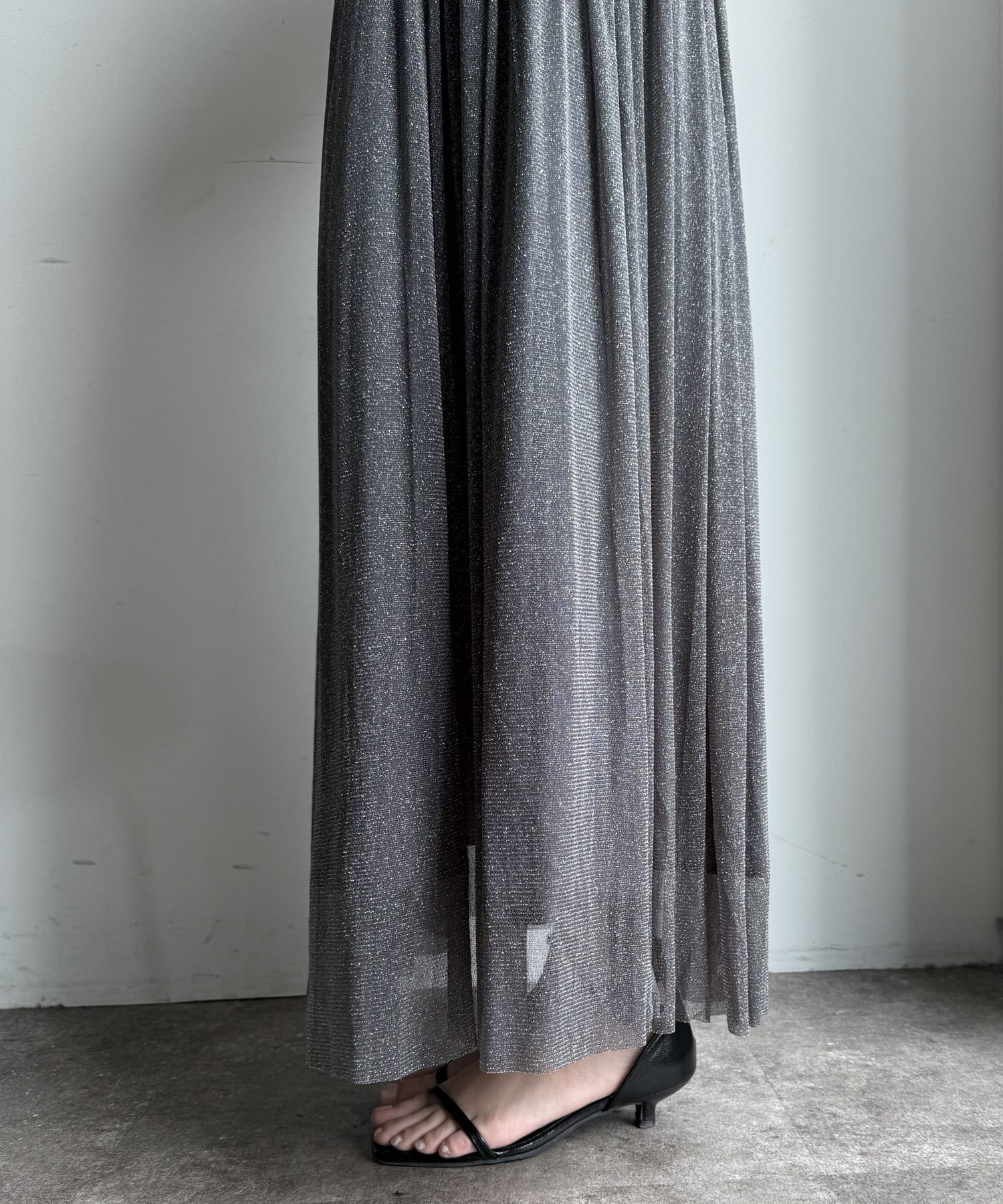 DOUDOU(ドゥドゥ) 【WEB限定】ラメチュールフレアスカート