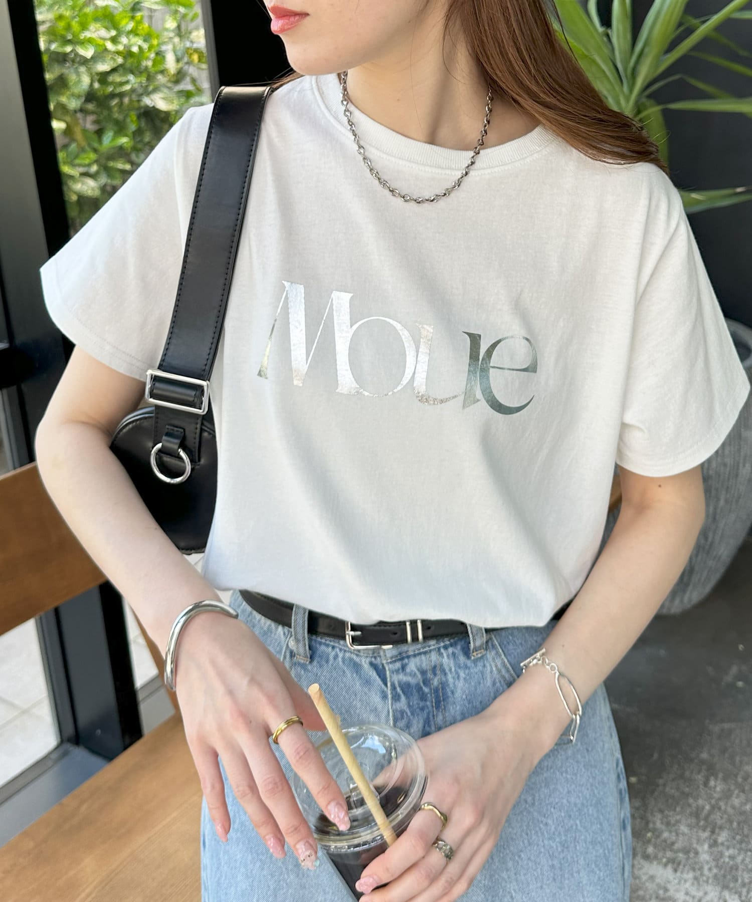 DISCOAT(ディスコート) MOUE箔ロゴTシャツ