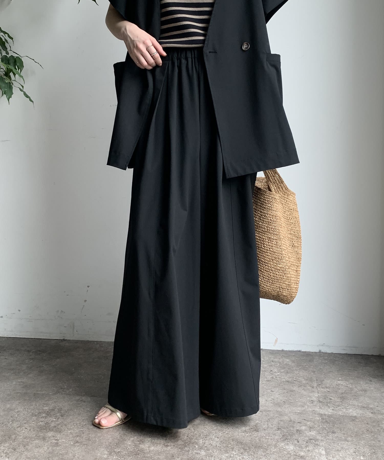 DOUDOU(ドゥドゥ) 【WEB限定】サマーフランネルタックバギーパンツ