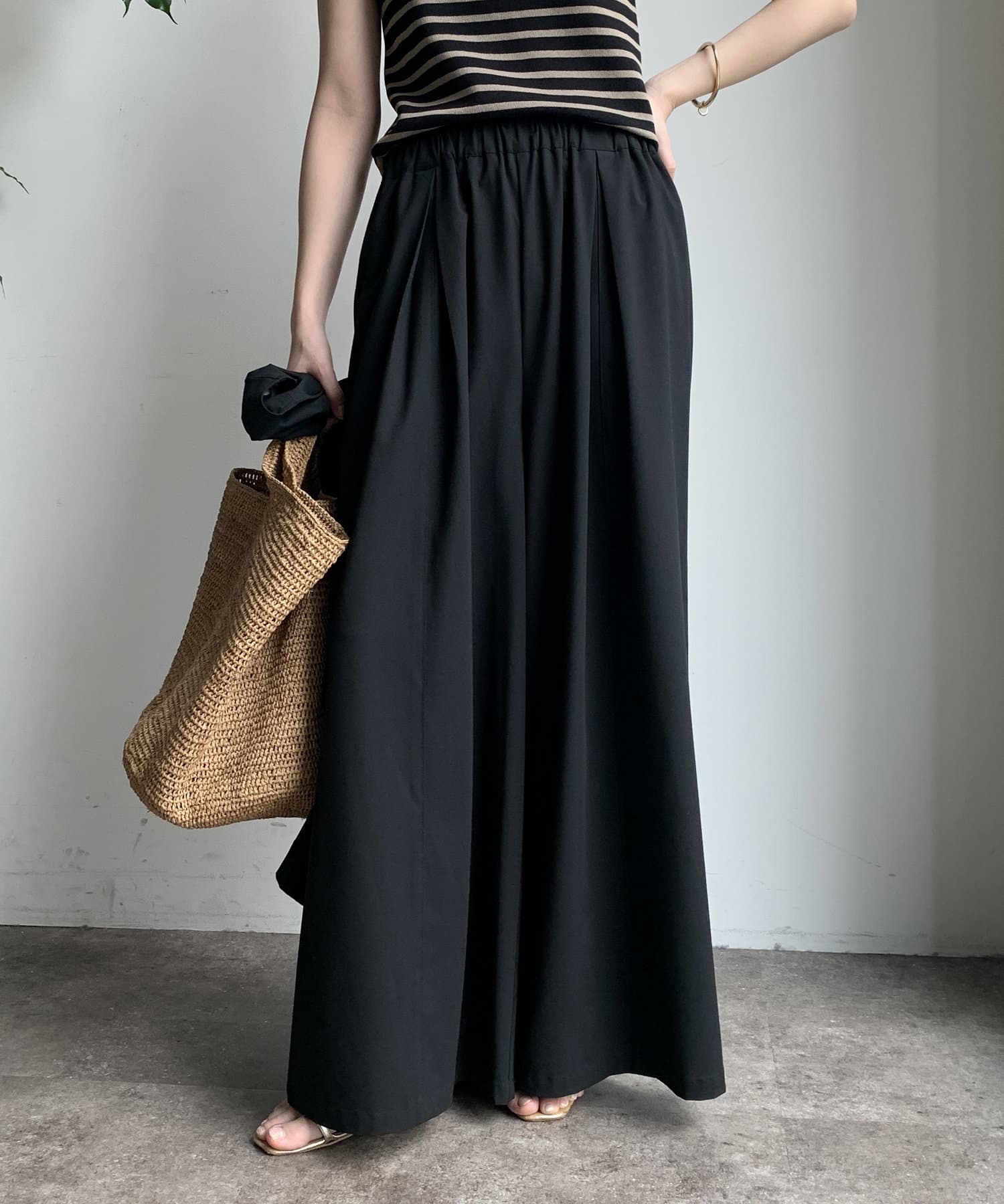 DOUDOU(ドゥドゥ) 【WEB限定】サマーフランネルタックバギーパンツ