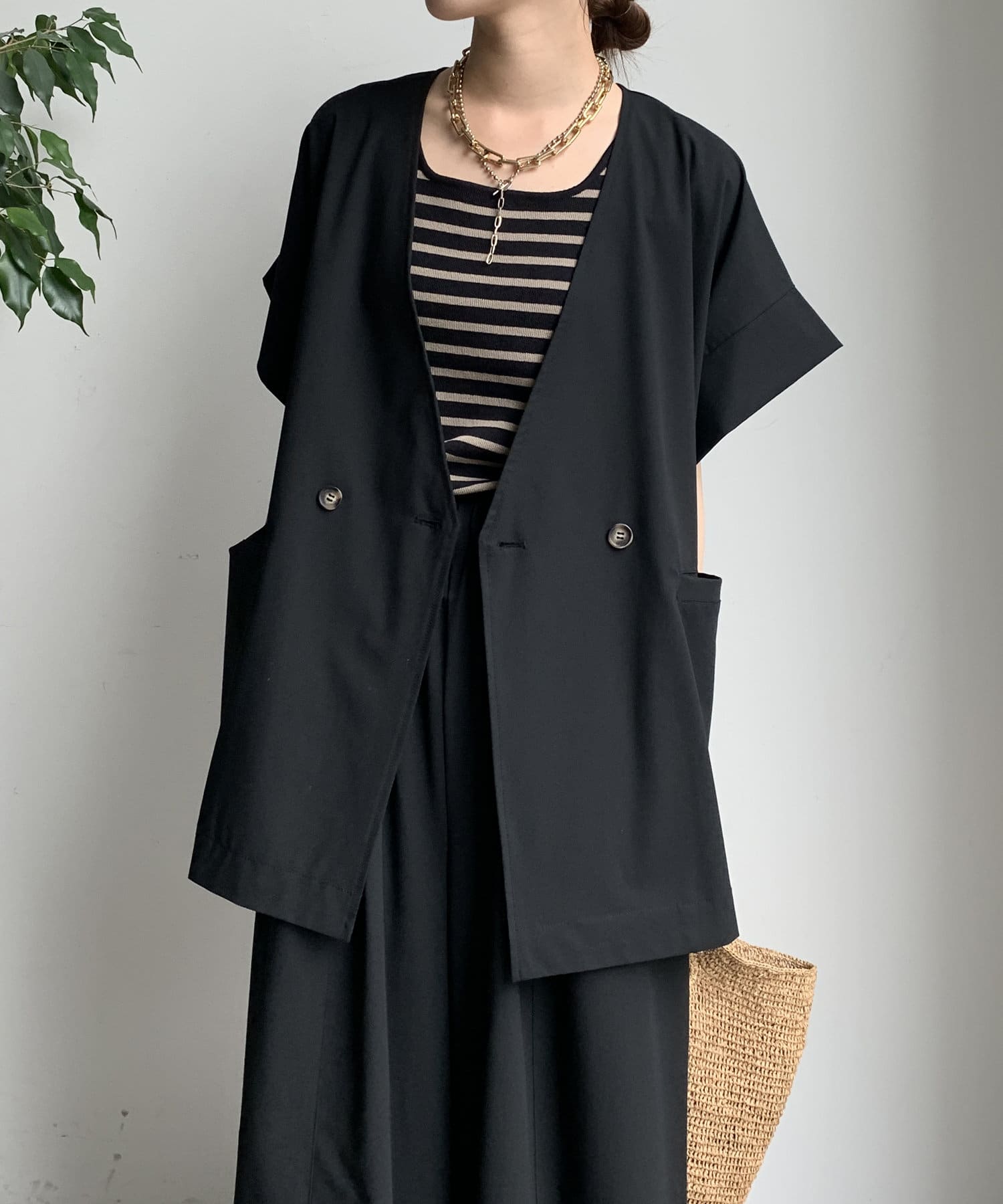 DOUDOU(ドゥドゥ) 【WEB限定】サマーフランネルハーフスリーブジャケット