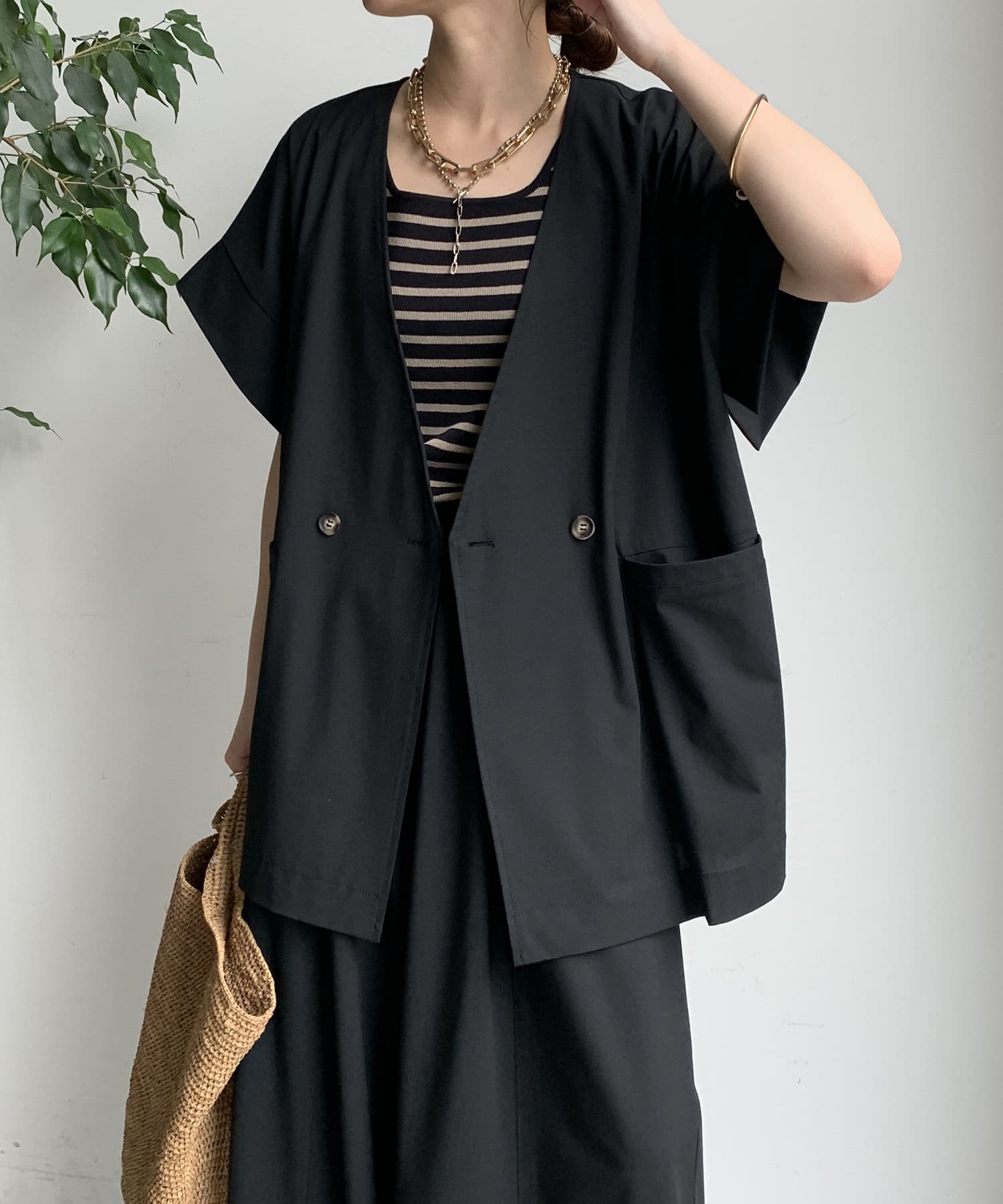 DOUDOU(ドゥドゥ) 【WEB限定】サマーフランネルハーフスリーブジャケット