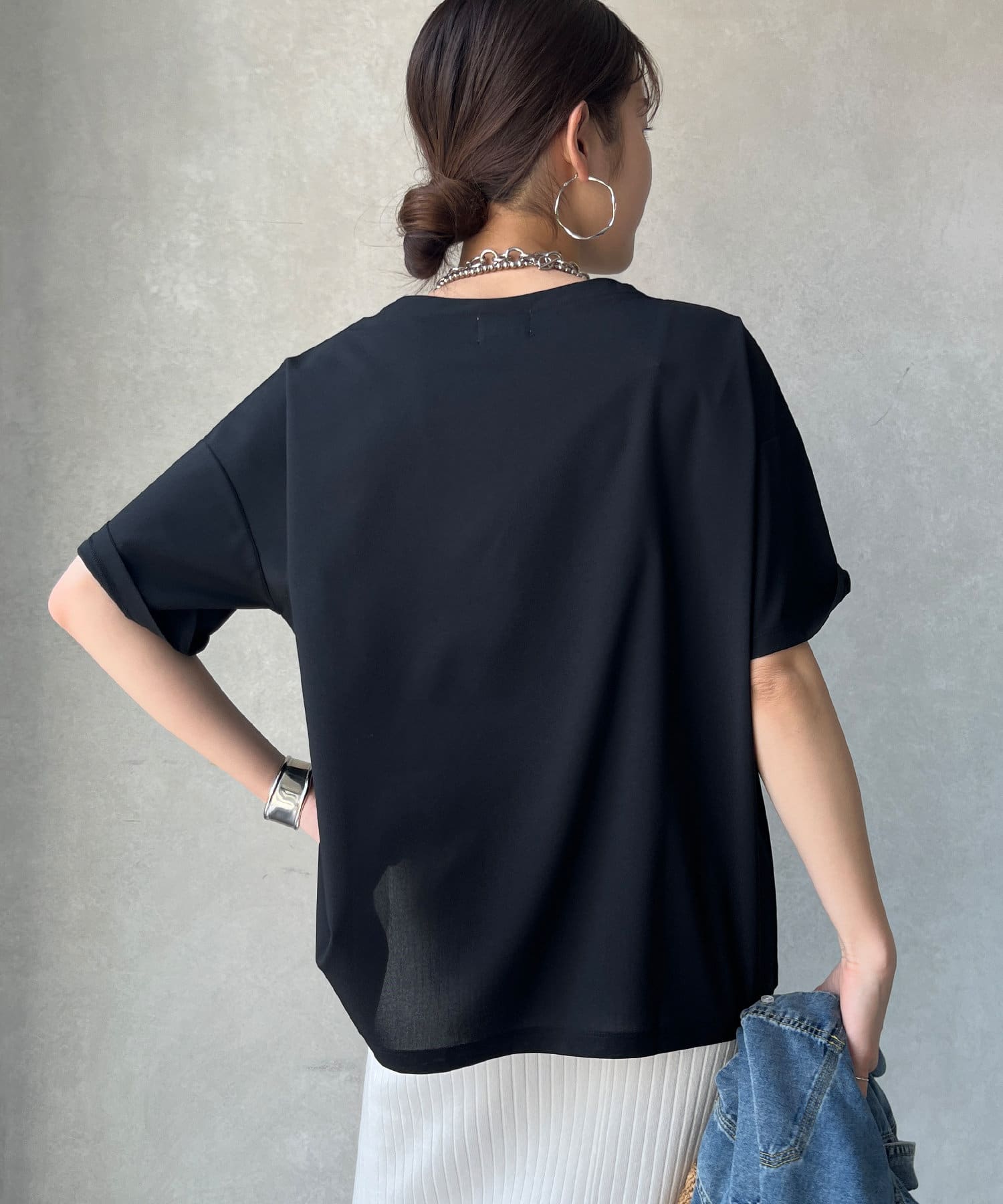 DOUDOU(ドゥドゥ) リネンライクハイツイストAURORAロゴTEE