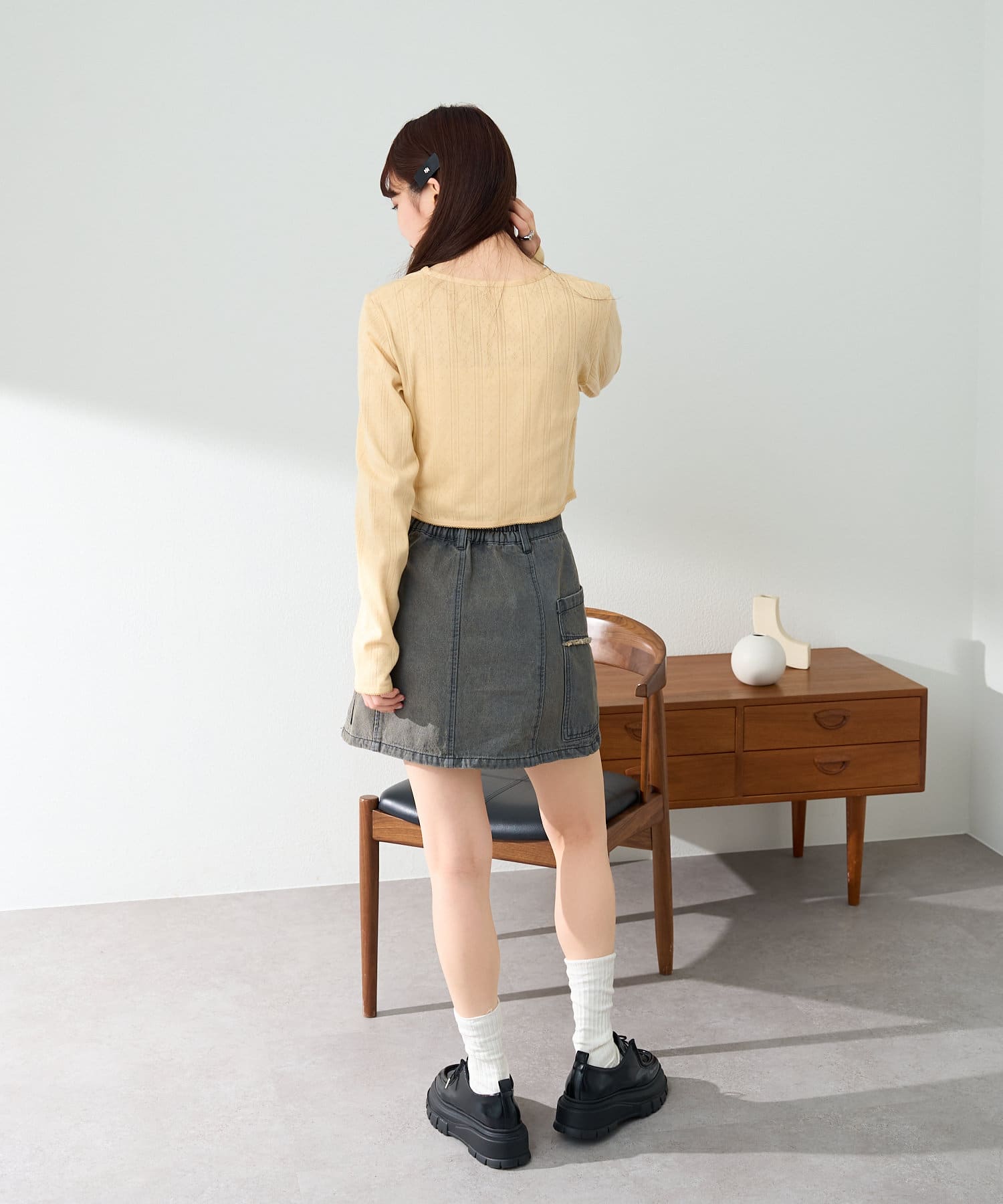 Kastane(カスタネ) 【7.19(土)12:00新色発売/2サイズ展開/5色展開】コットンレースチビカーディガン