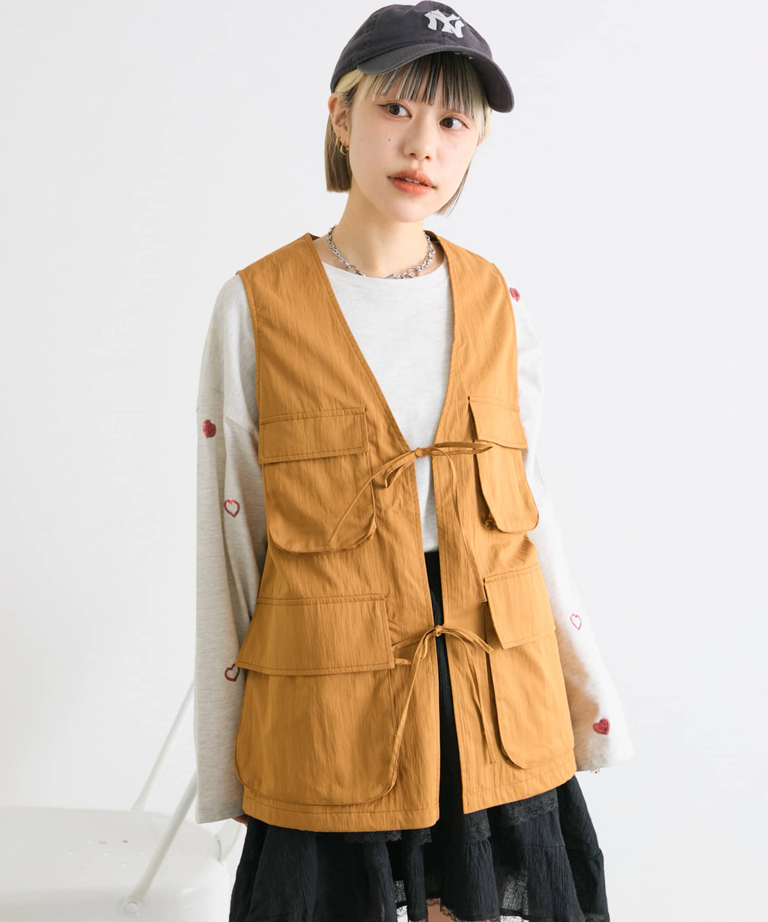 OUTLET(アウトレット) 【w closet】BIGポケットリボンベスト