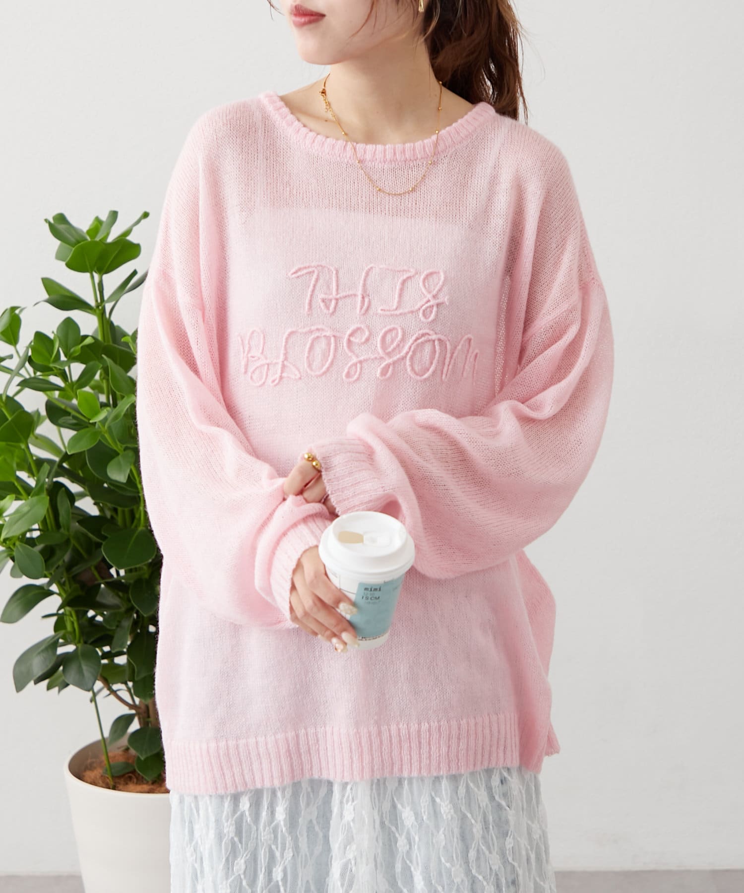 OUTLET(アウトレット) 【w closet】コード刺繍シアーニット