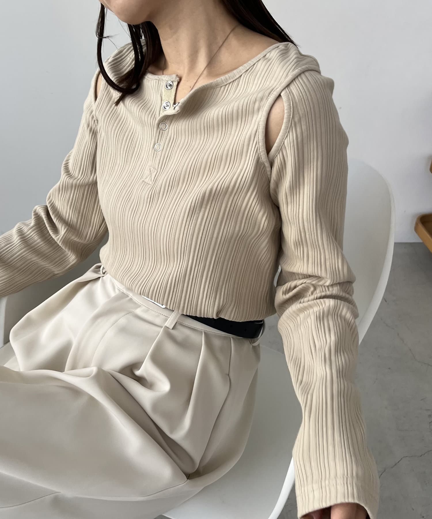 CAPRICIEUX LE'MAGE】ランダムリブ2WAYロンT | OUTLET