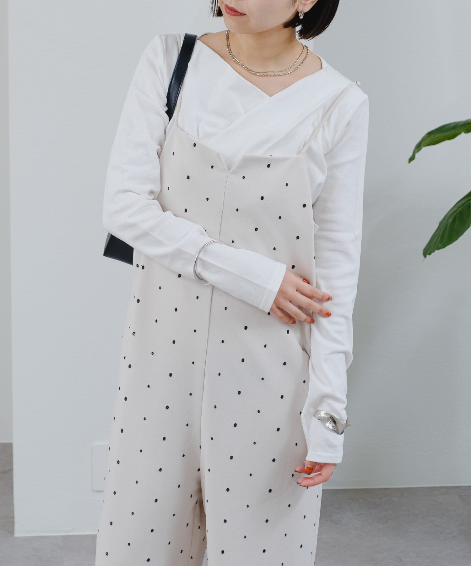 【メーカー包装済】 ドット刺繍キャミサロペ mystic(ミスティック)レディース | サロペット・オーバーオール・オールインワン