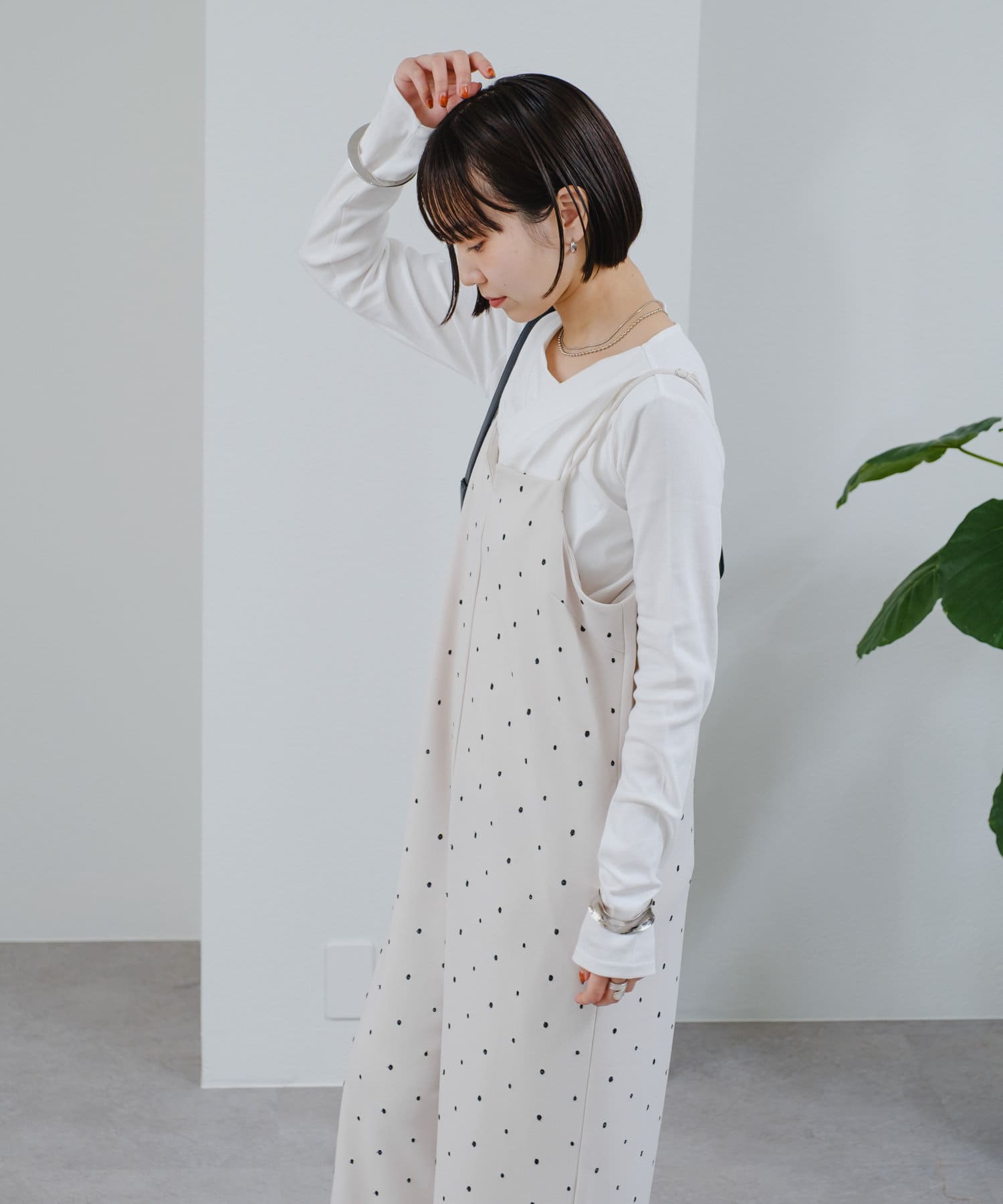 ドット刺繍キャミサロペ（サロペット/オーバーオール）｜mystic