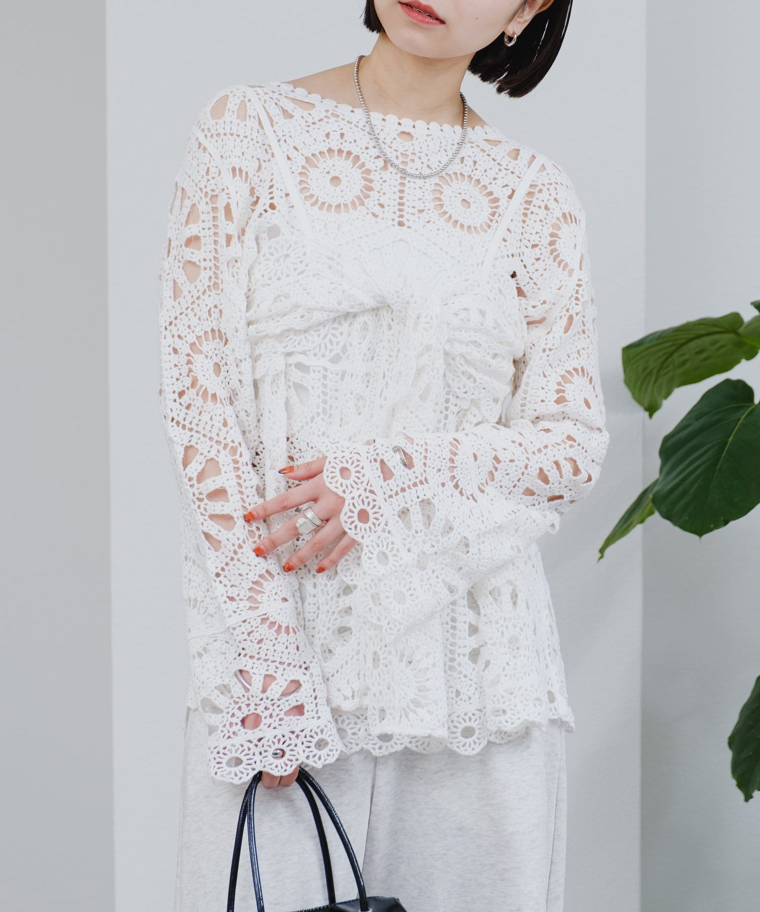 mystic ミスティック クロシェトップス＆ ビスチェSET アイボリー クロシェトップス＆ ビスチェSET | mystic(ミスティック