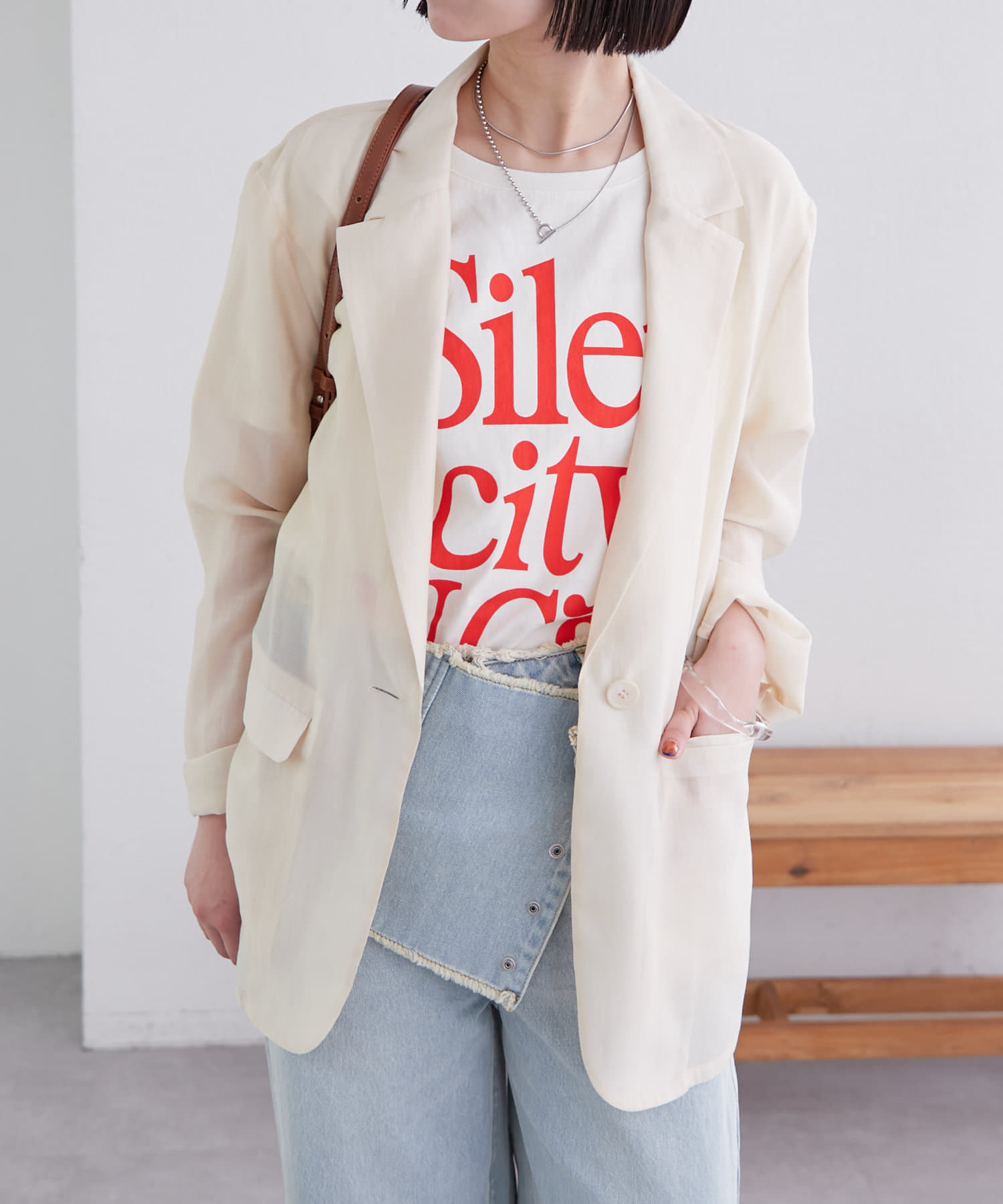 人気 ブランド 服をチェック - 最新トレンドファッション 程よい透け感/暑い日も◎】シアージャケット | mystic ジャケット・アウター