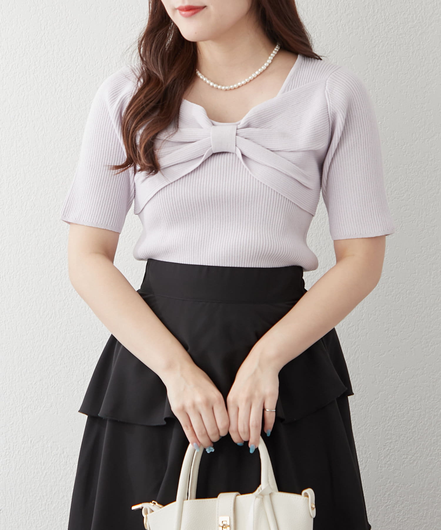 NICE CLAUP / OLIVE des OLIVE OUTLET(ナイスクラップ  / オリーブ デ オリーブ アウトレット) 【RMAF】胸リボンニット