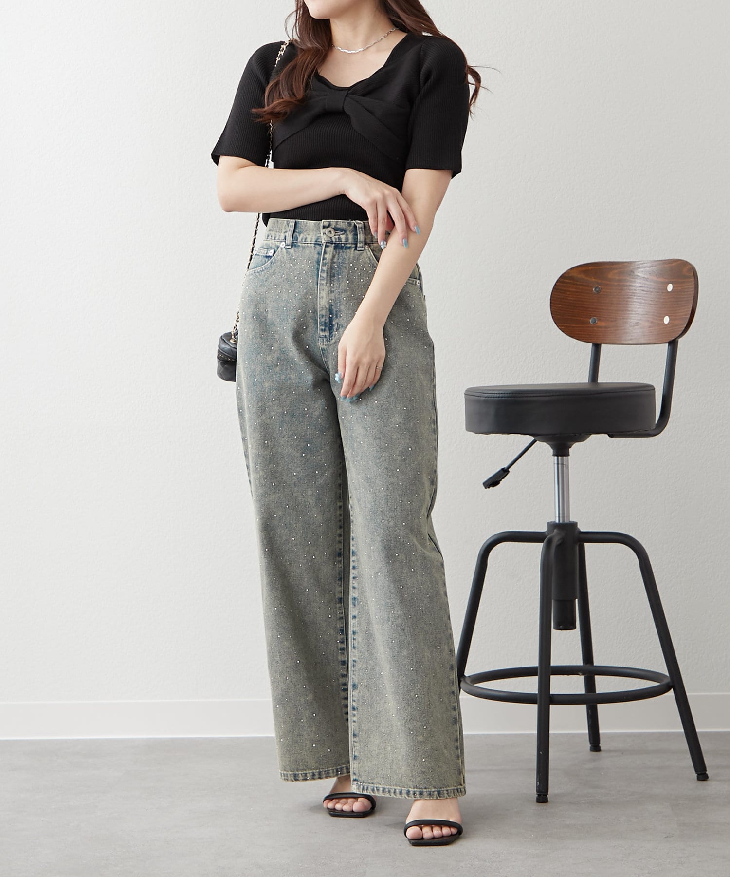 NICE CLAUP / OLIVE des OLIVE OUTLET(ナイスクラップ  / オリーブ デ オリーブ アウトレット) 【RMAF】胸リボンニット