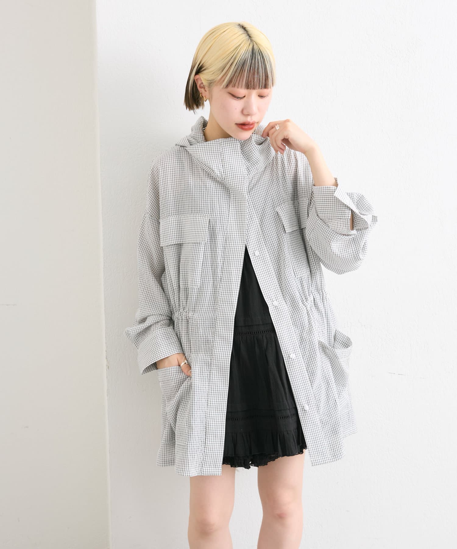 w closet(ダブルクローゼット) シアーフード付きカバーオール