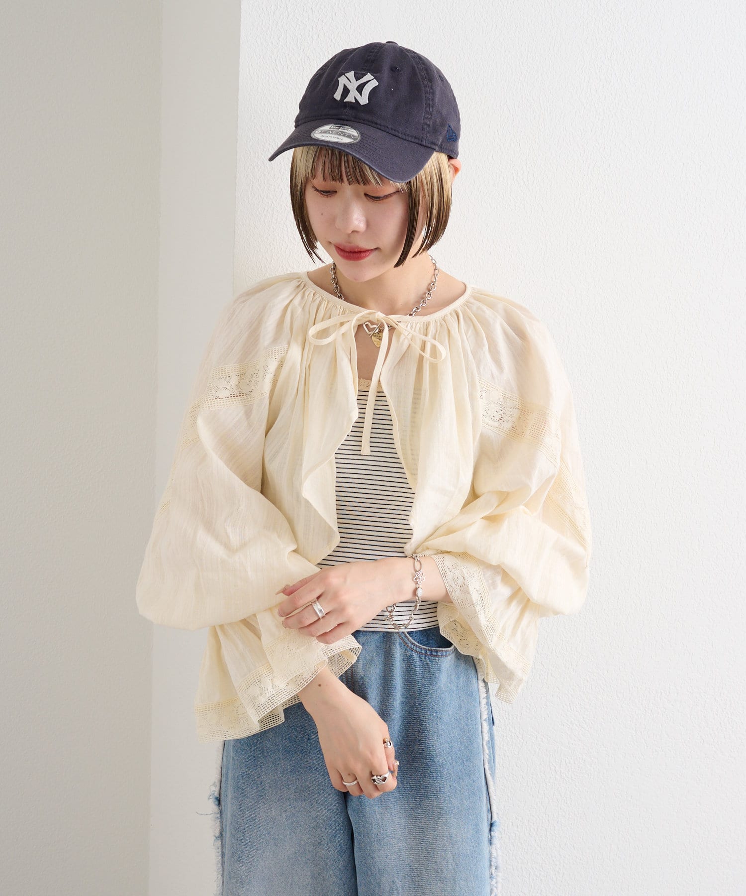 w closet(ダブルクローゼット) レース使いボレロブラウス