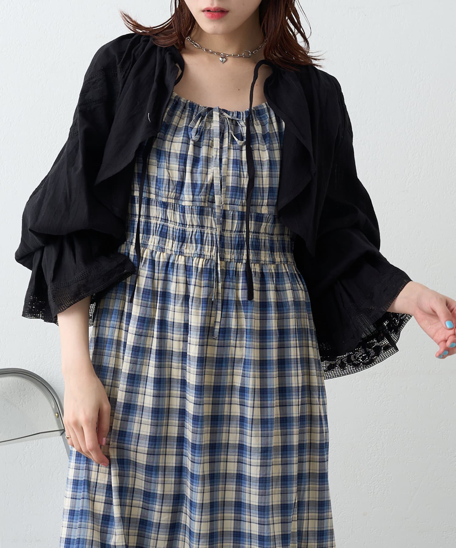 w closet(ダブルクローゼット) レース使いボレロブラウス