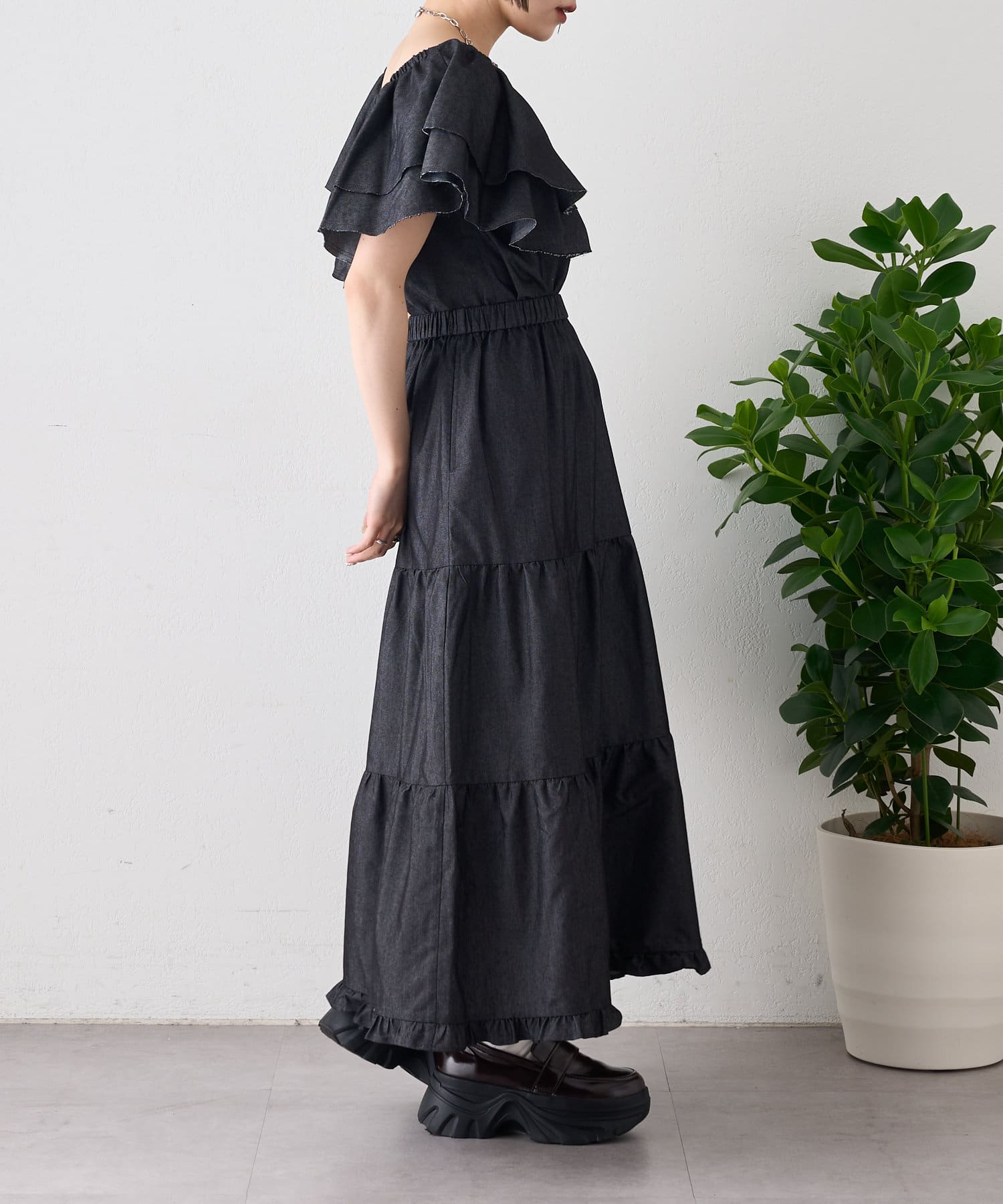 w closet(ダブルクローゼット) デニムキャミスカートセット