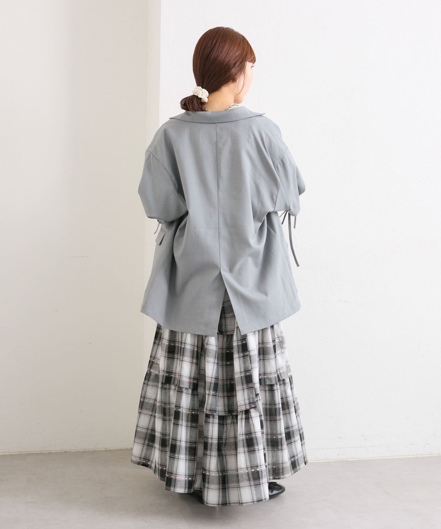 w closet(ダブルクローゼット) 半袖袖リボンBIGテーラードジャケット