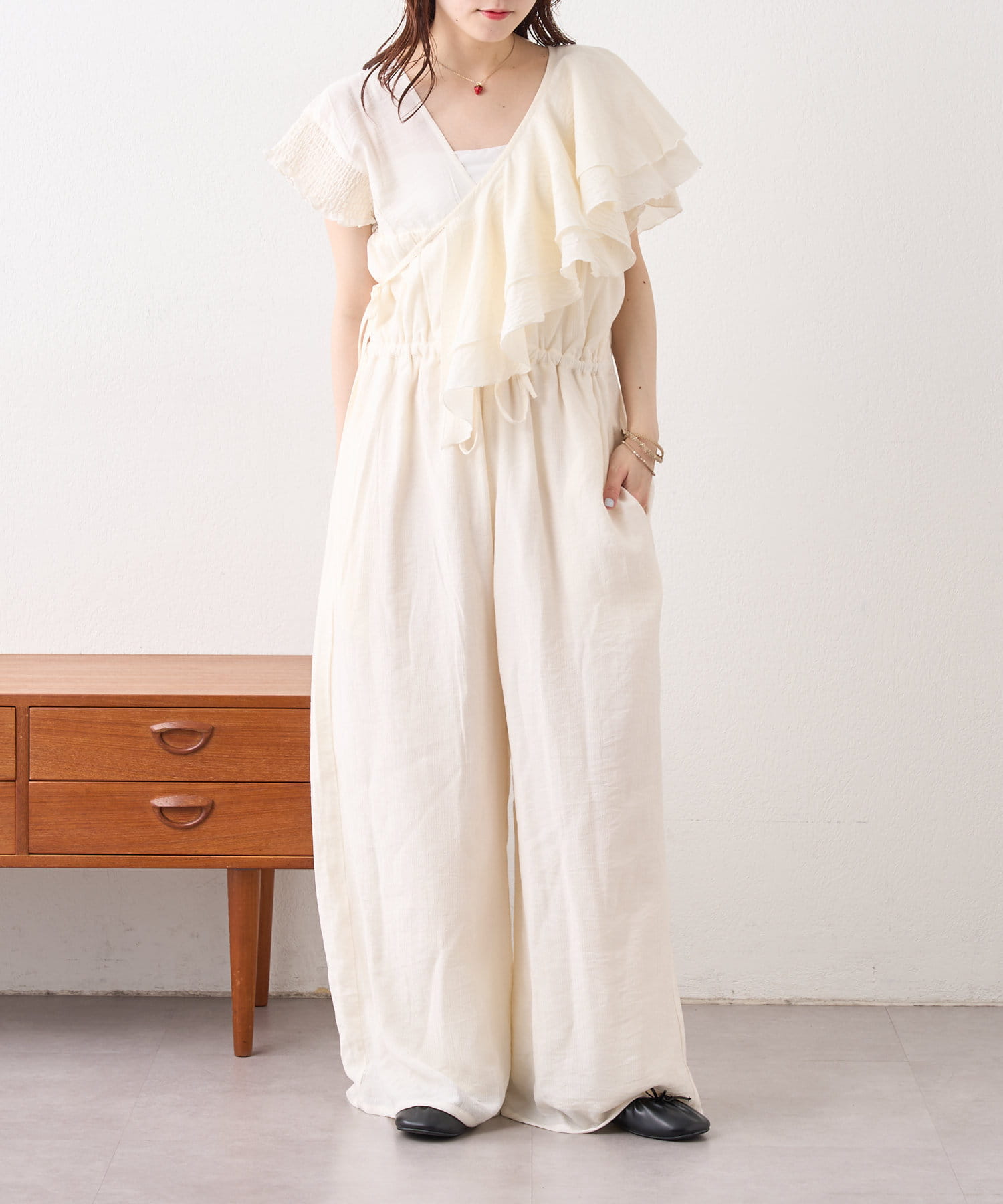 2サイズ展開】フリル衿付きオールインワン | w closet(ダブル