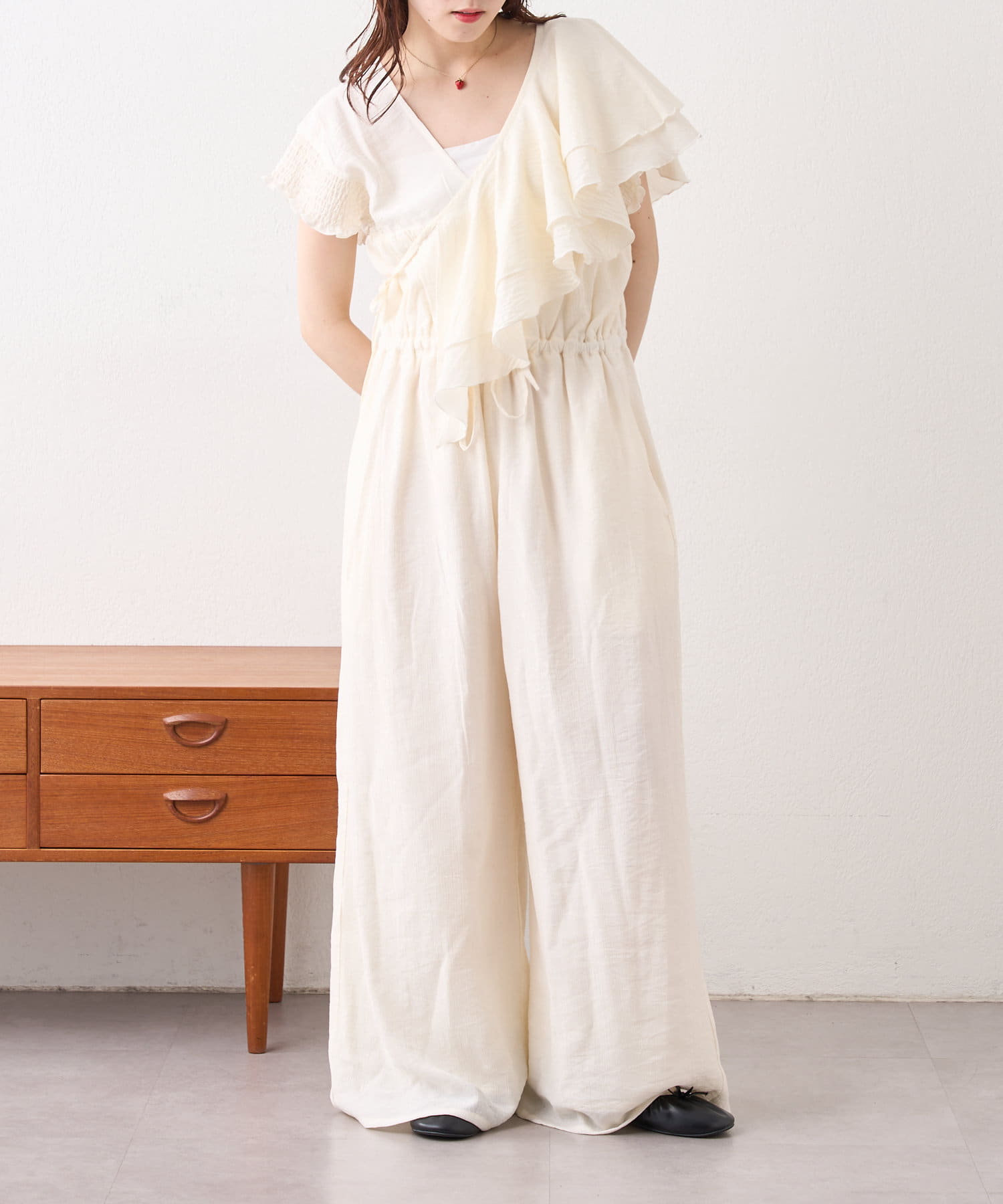 2サイズ展開】フリル衿付きオールインワン | w closet(ダブル