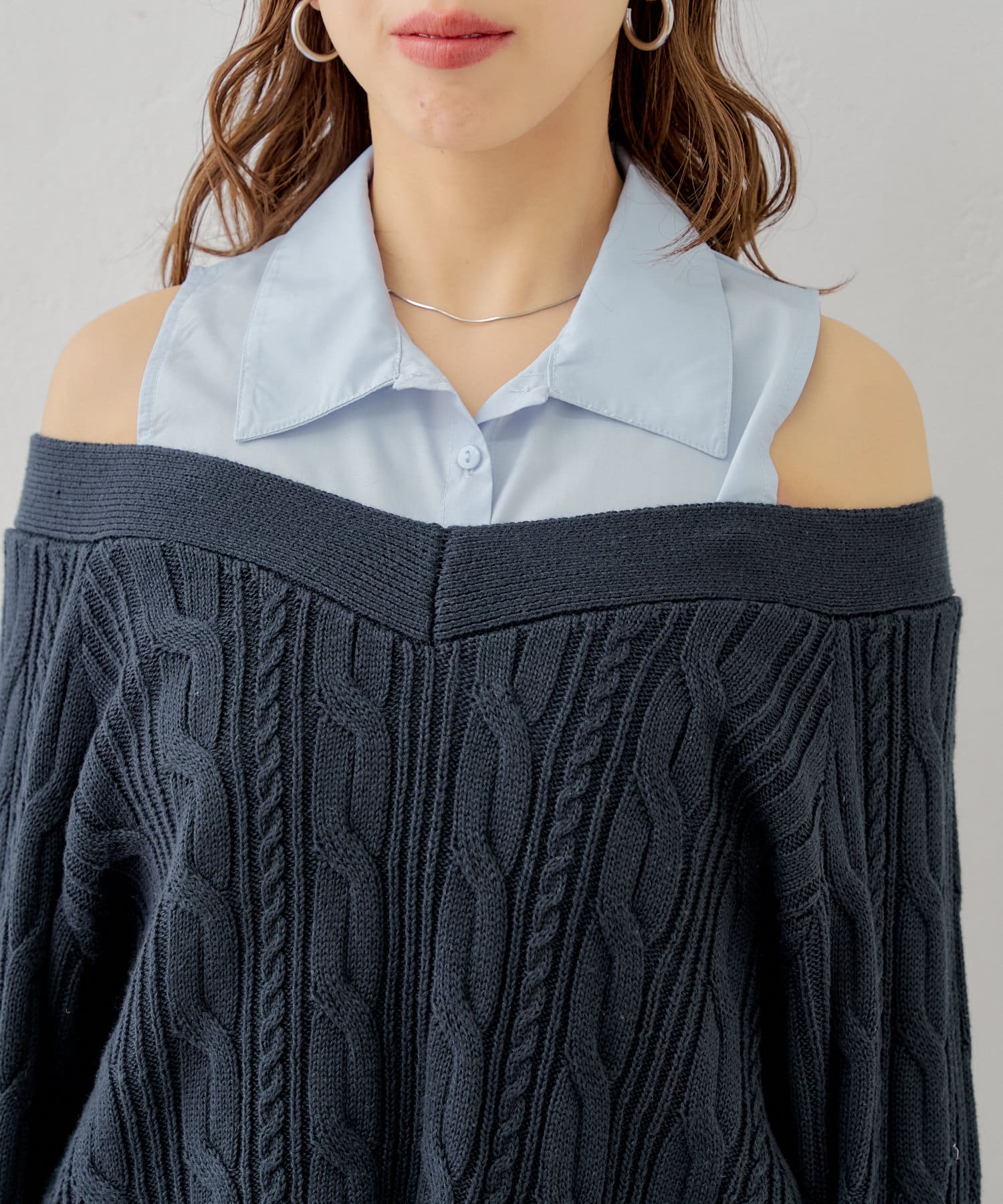 OUTLET(アウトレット) 【Chico】ノースリシャツ＋オフショルニット