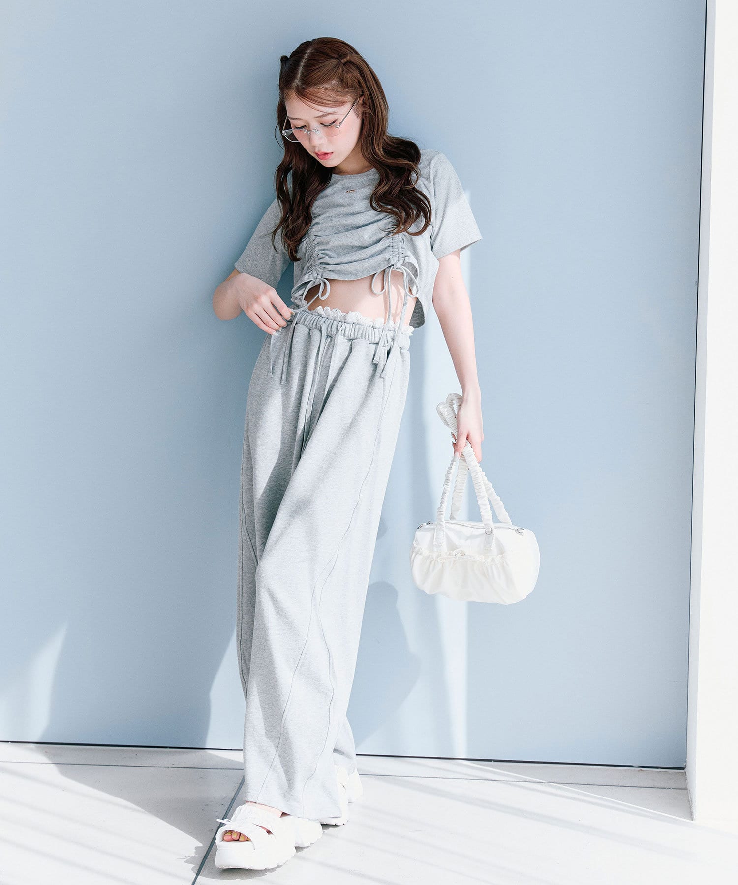 OLIVE des OLIVE(オリーブ デ オリーブ) 【セットアップ対応可】バレルレッグスウェットパンツ
