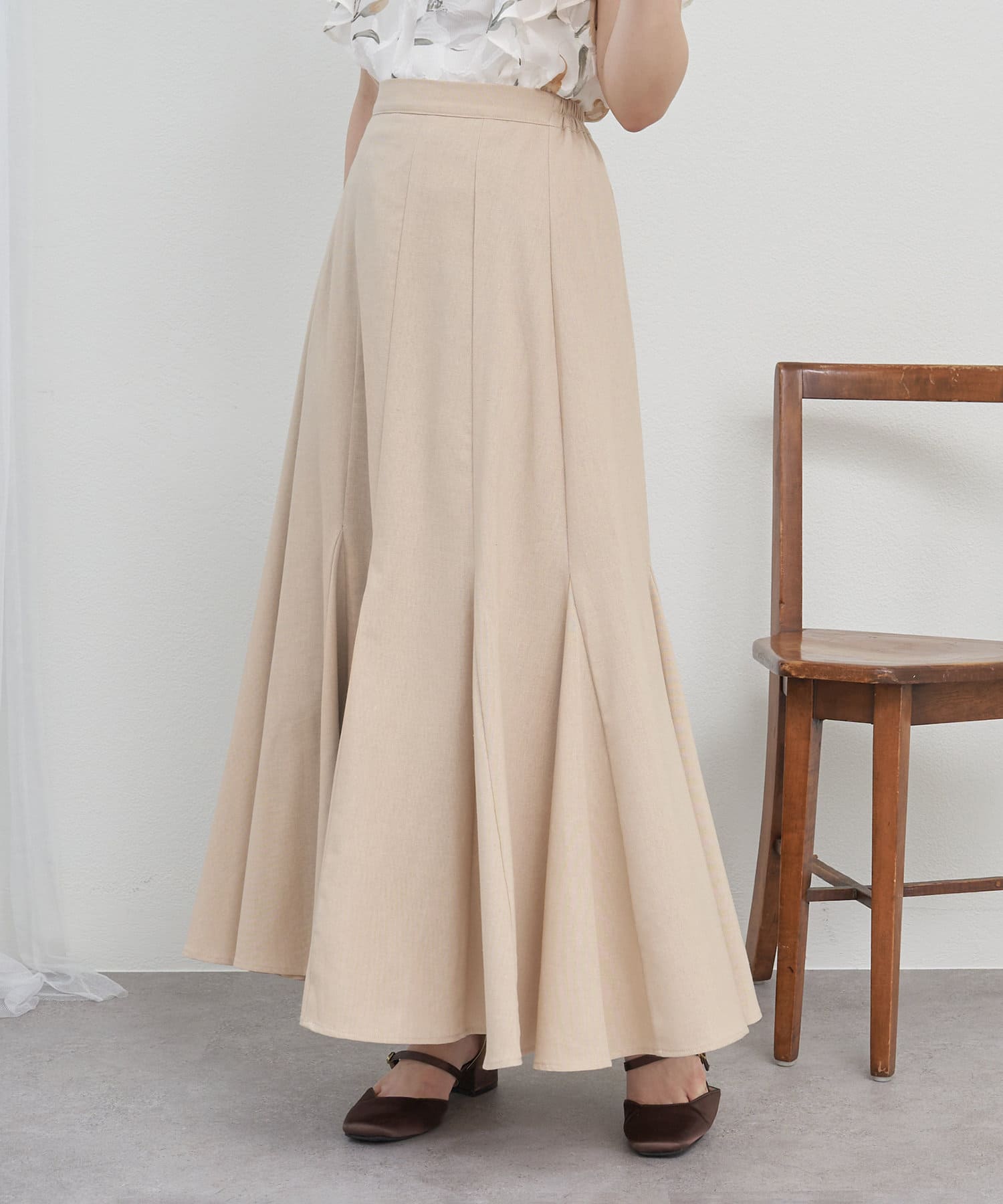 Remind me and forever(リマインドミーアンドフォーエバー) 【女性らしさたっぷり】【リネン混】スタイルアップマーメイドスカート