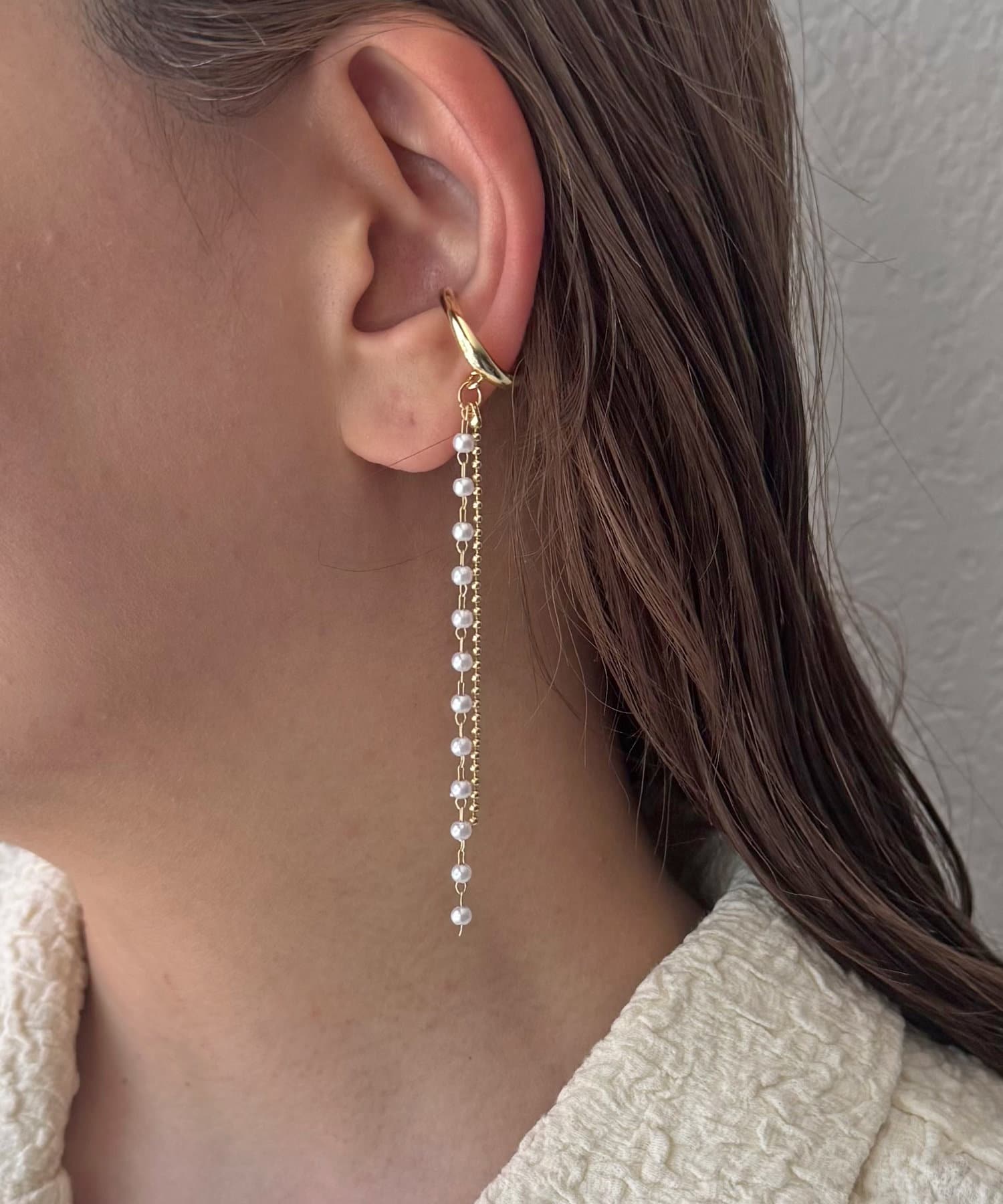 Lattice(ラティス) ロングパールイヤカフ