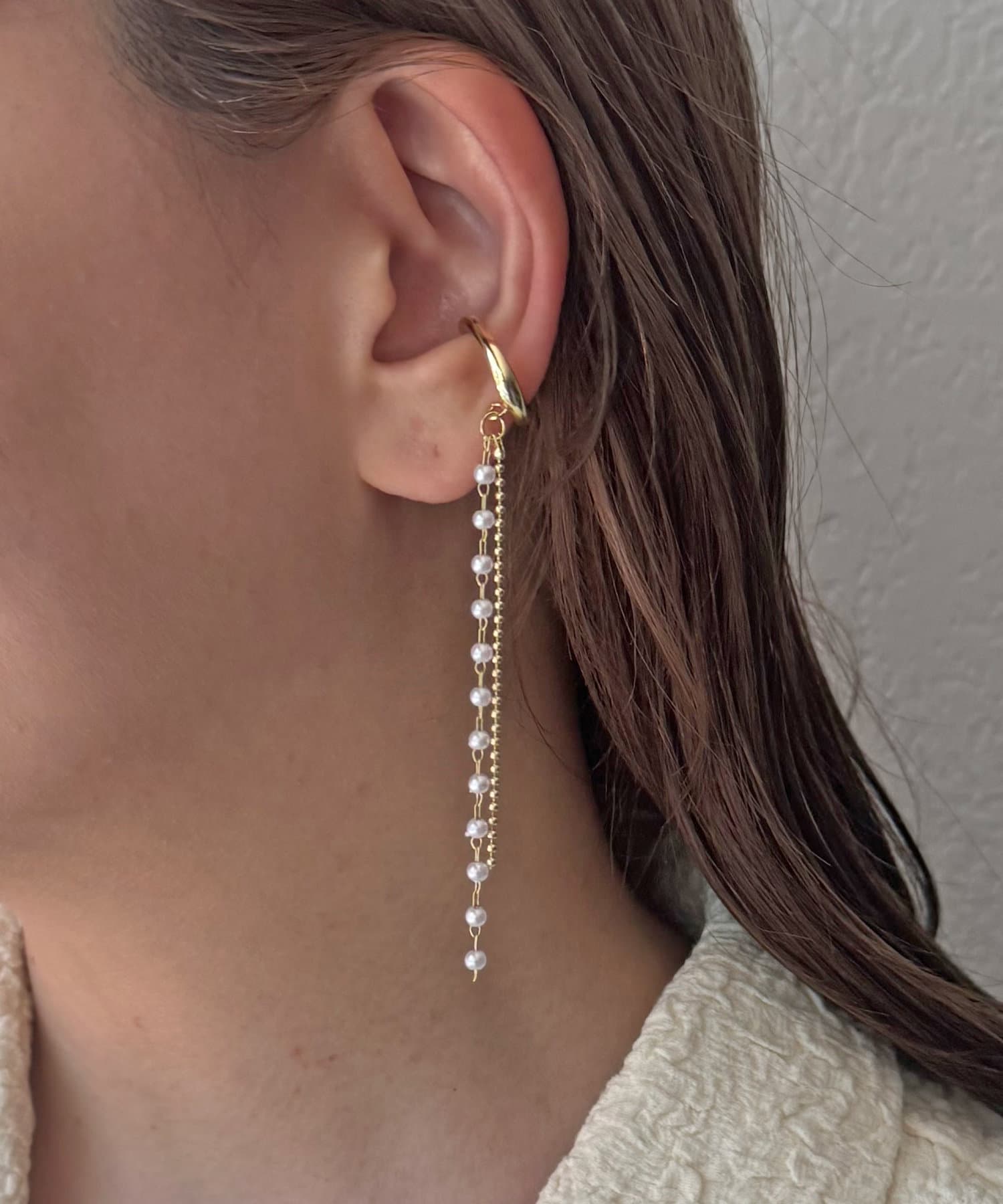 Lattice(ラティス) ロングパールイヤカフ