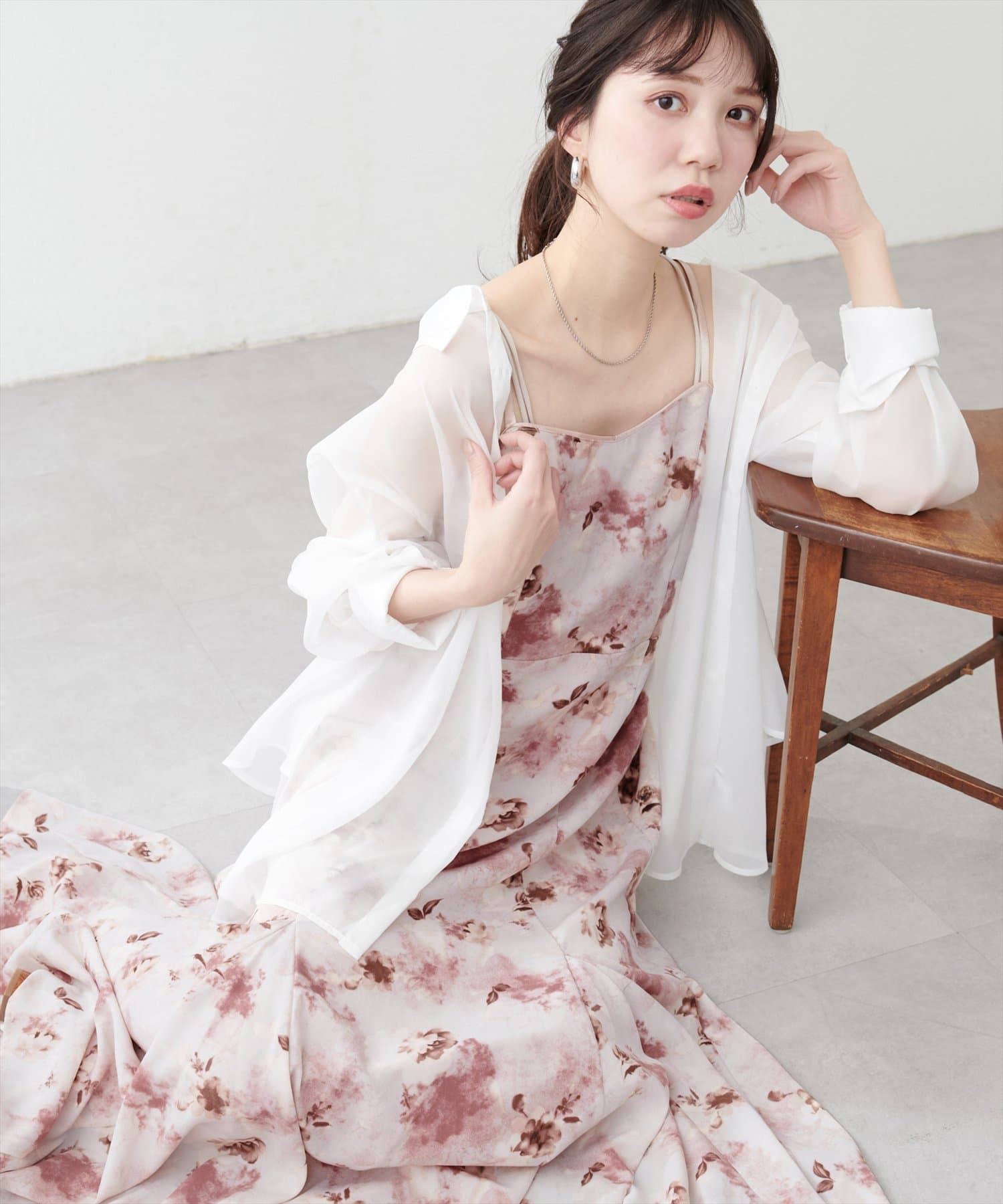 natural couture(ナチュラルクチュール) パルクロ・店舗限定 /【mizumami】裾ボリュームシアーキャミワンピース