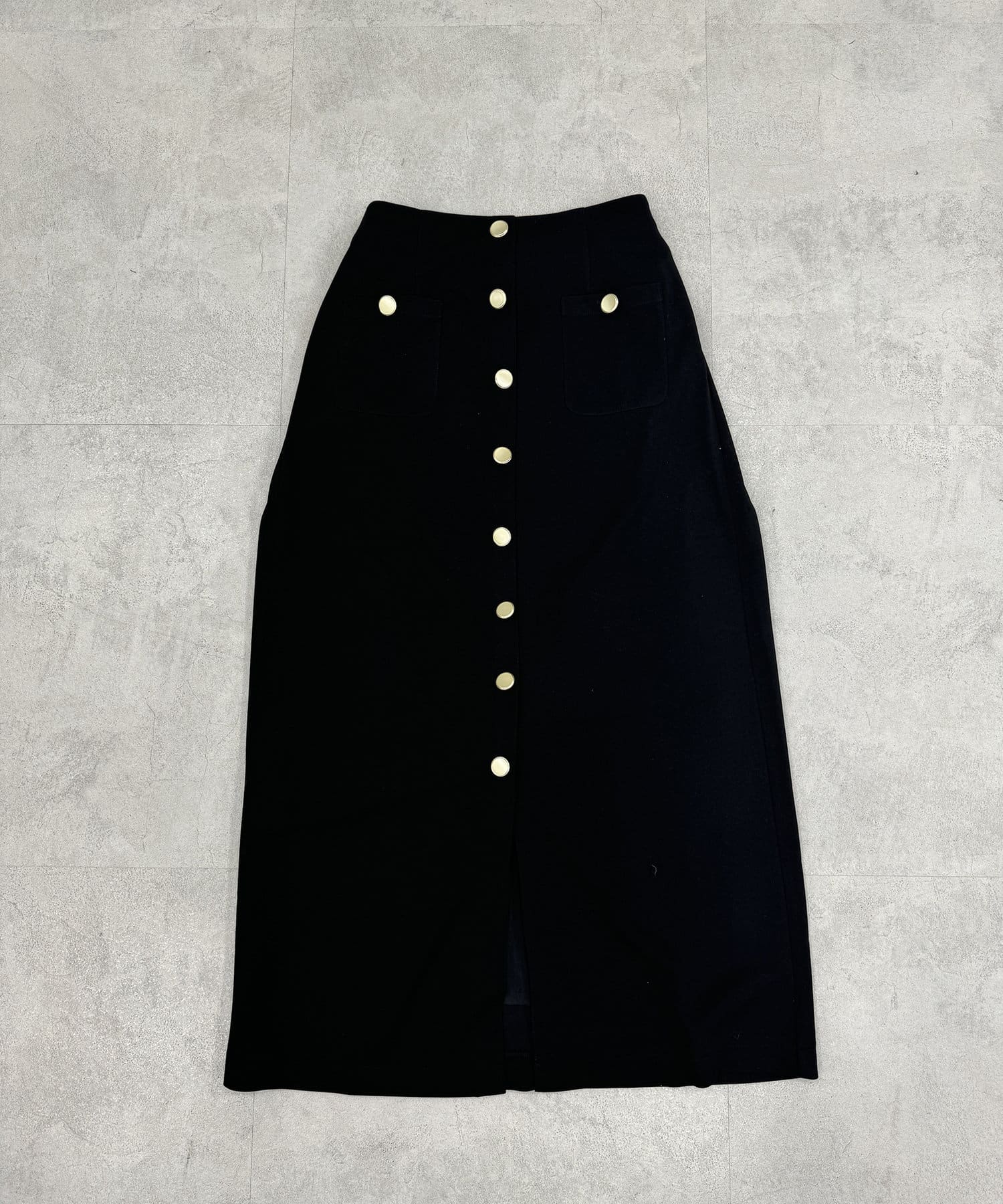 natural couture(ナチュラルクチュール) 【パルクロ限定】ストレッチツイル金釦スカート