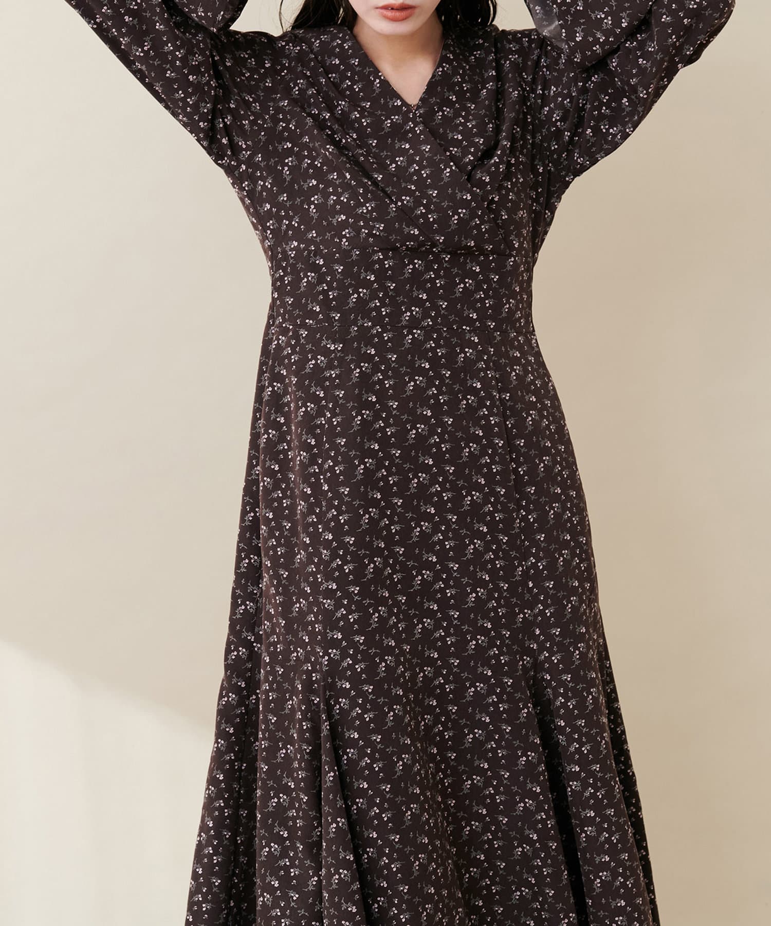 NICE CLAUP / OLIVE des OLIVE OUTLET(ナイスクラップ  / オリーブ デ オリーブ アウトレット) 【natural couture】＜大人ナチュ＞花柄レディカシュクールワンピー