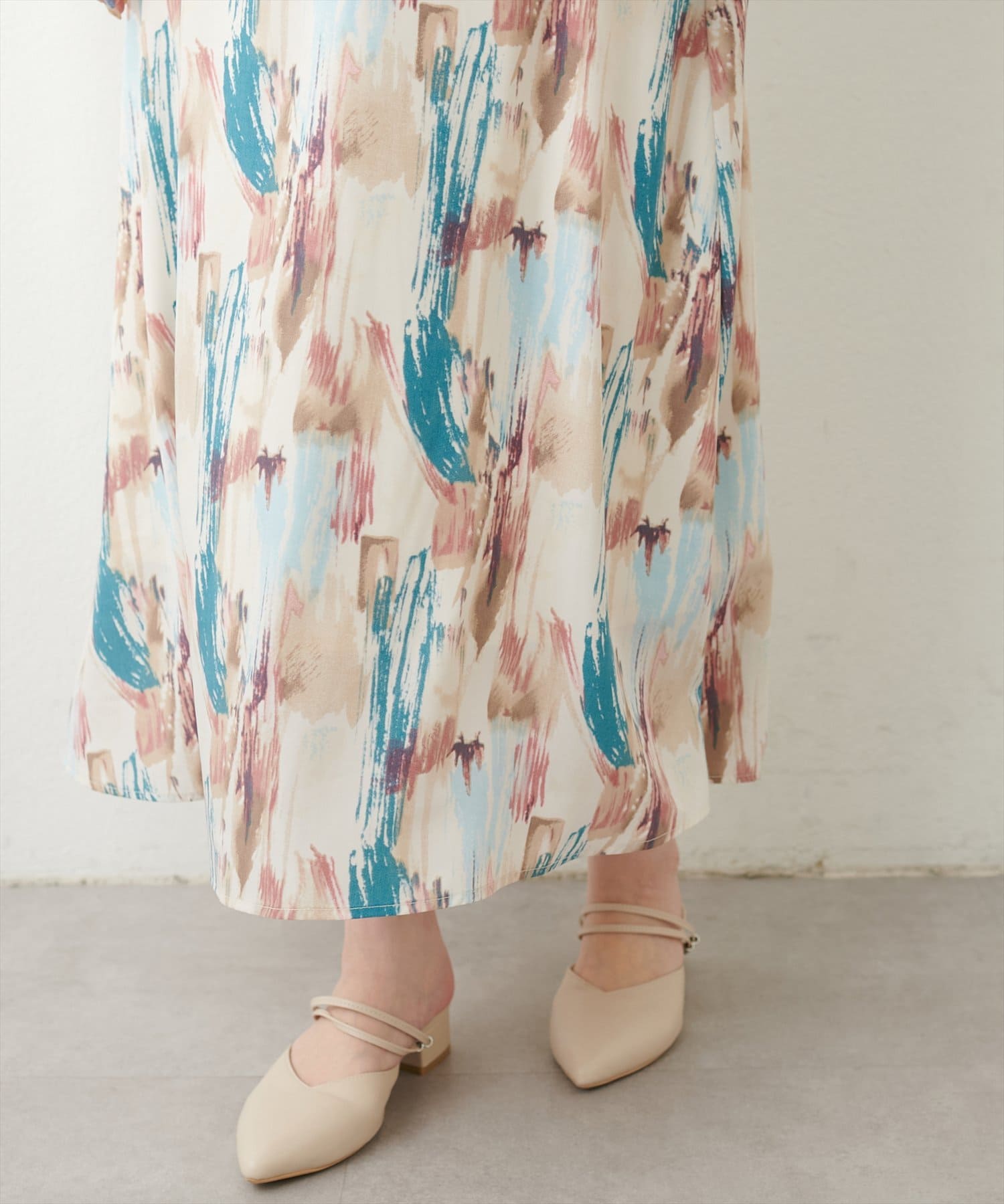 NICE CLAUP / OLIVE des OLIVE OUTLET(ナイスクラップ  / オリーブ デ オリーブ アウトレット) 【natural couture】アソートアソート柄フレアスカート