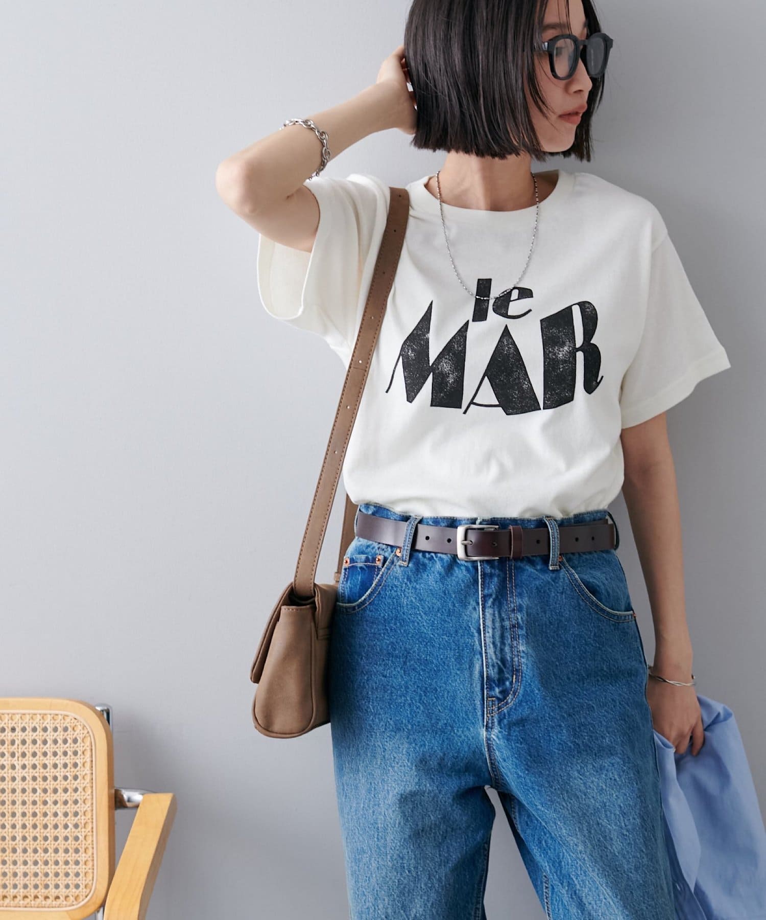 ナチュラルに、さりげなく映えるロゴTシャツ●デザインヴィンテージ感のあるややかすれたロゴデザインが、存在感たっぷりのグラフィックTシャツ。一枚で主役になるデザインなので、シンプルなボトムスと合わせても